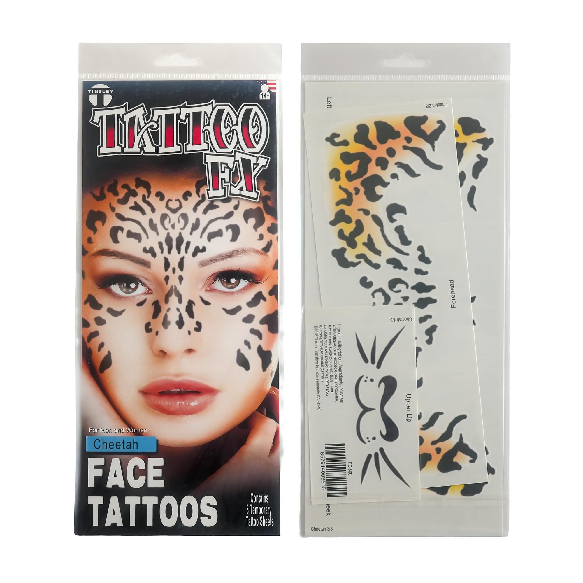 Csotume Face Tattoo: Cheetah