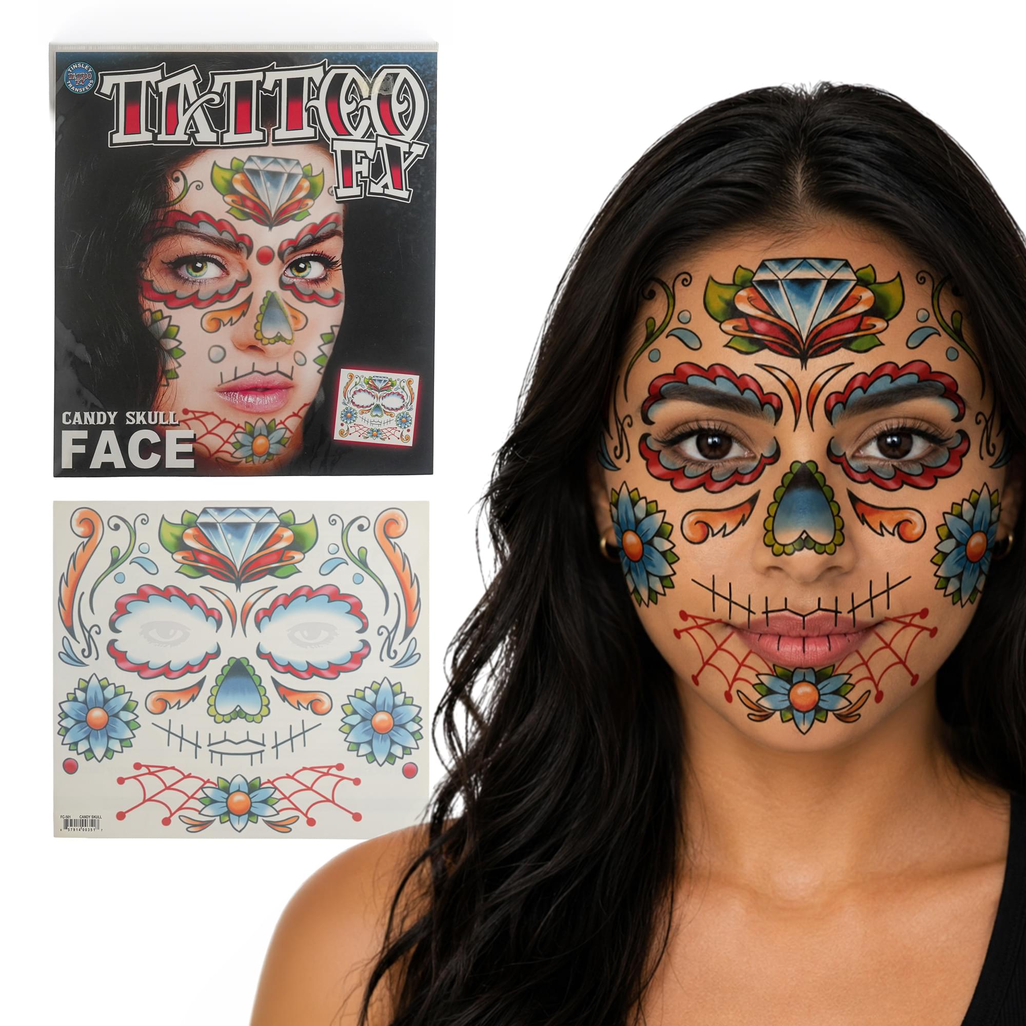 Costume Face Tattoo: Candy Skull