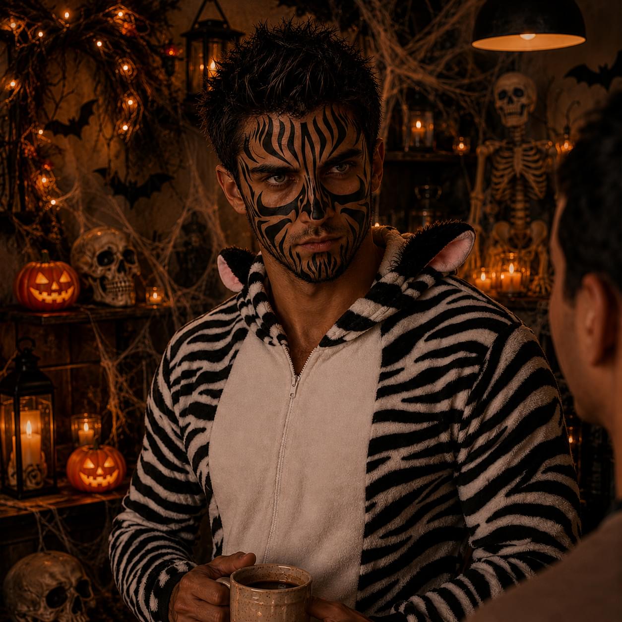 Costume Face Tattoo: Tribal Zebra