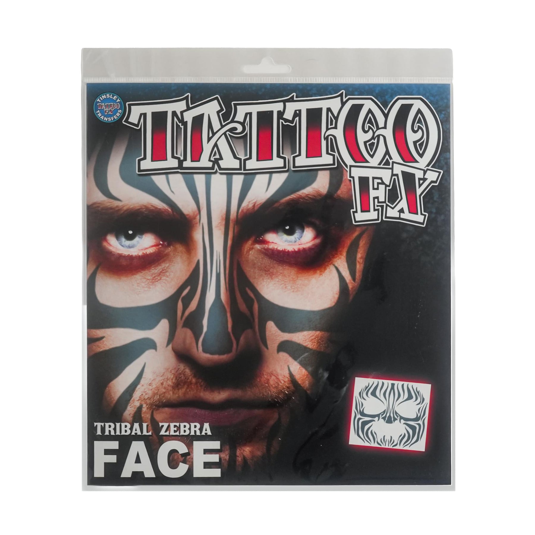 Costume Face Tattoo: Tribal Zebra