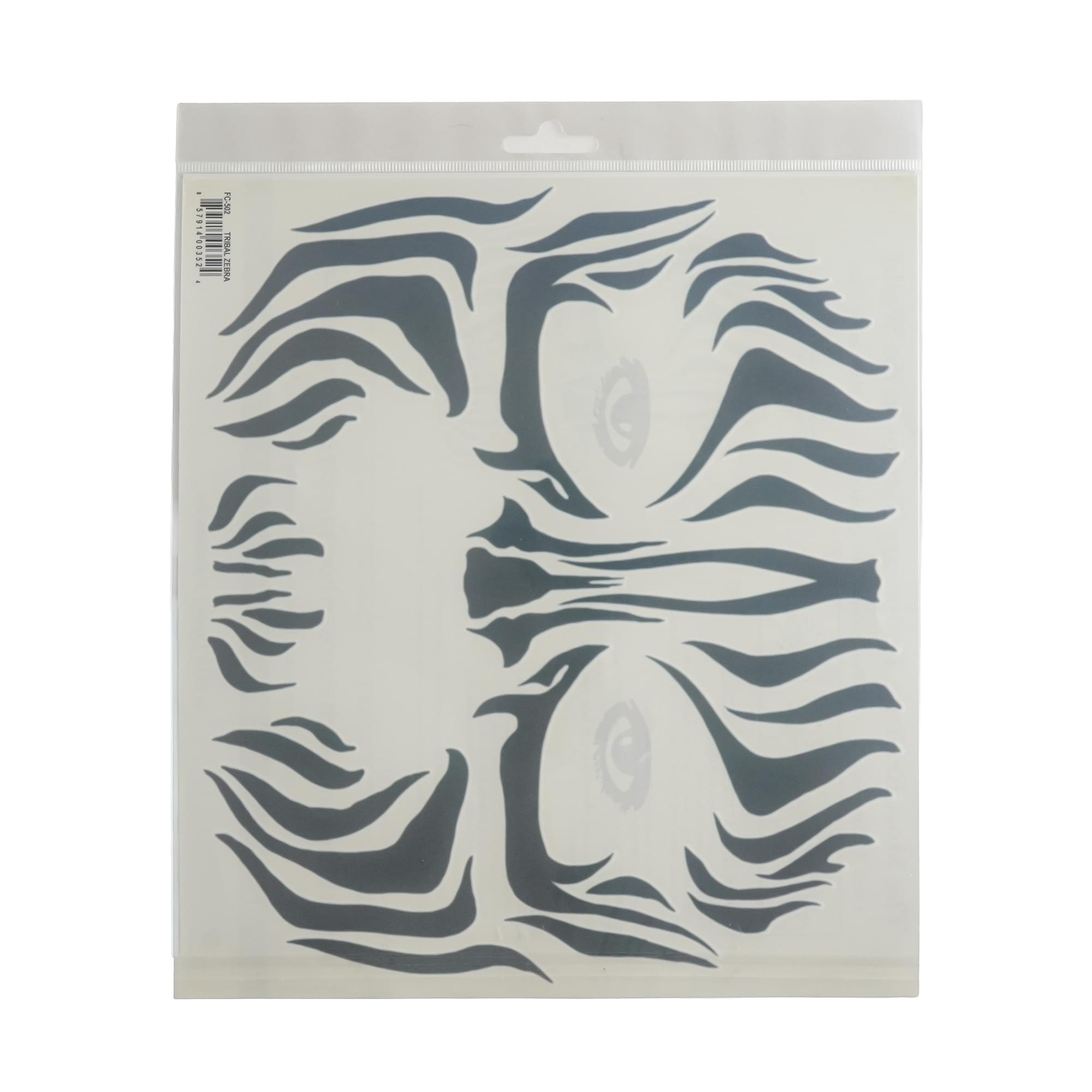 Costume Face Tattoo: Tribal Zebra