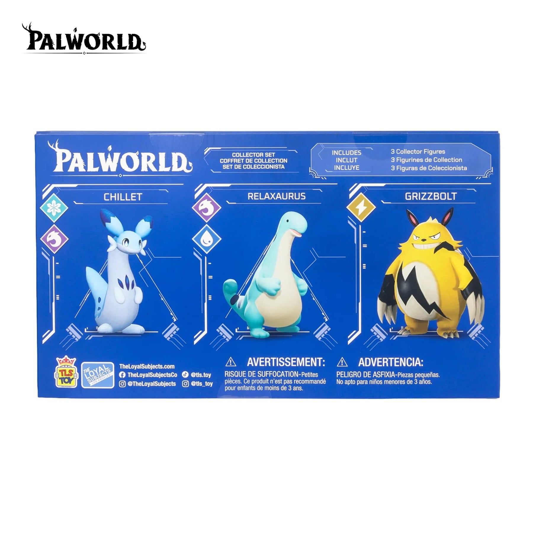 Palworld 3 Inch Figure Set | Chillet, Grizzbolt, Relaxaurus