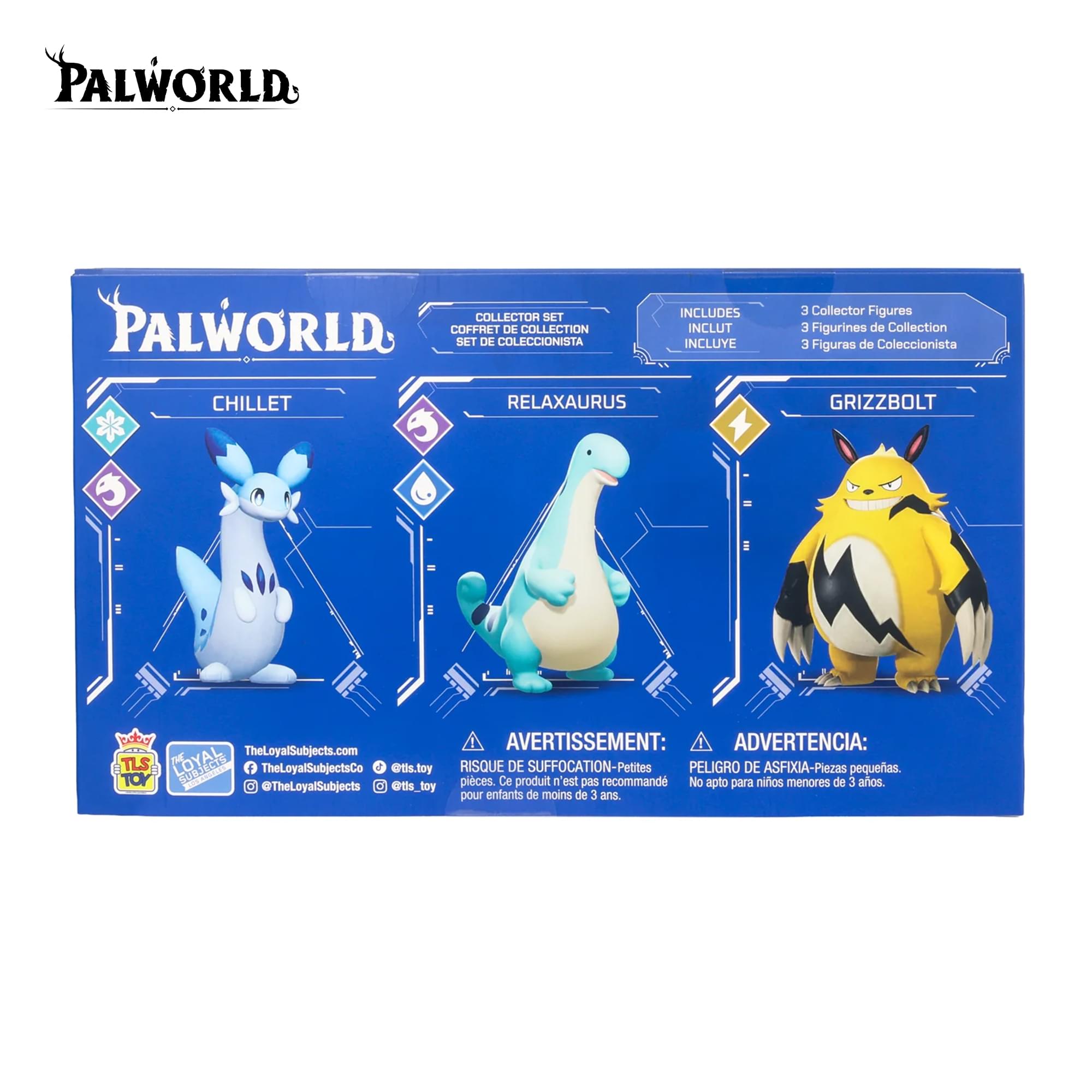Palworld 3 Inch Figure Set | Chillet, Grizzbolt, Relaxaurus