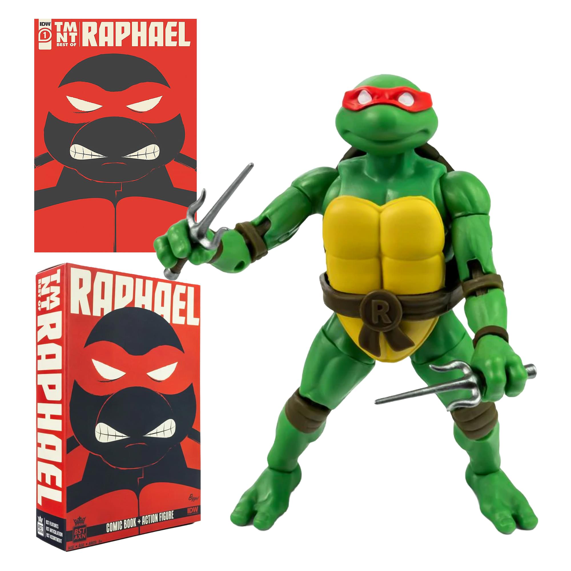 Teenage Mutant Ninja Turtles BST AXN 5-inch Figure | Raphael & Comic