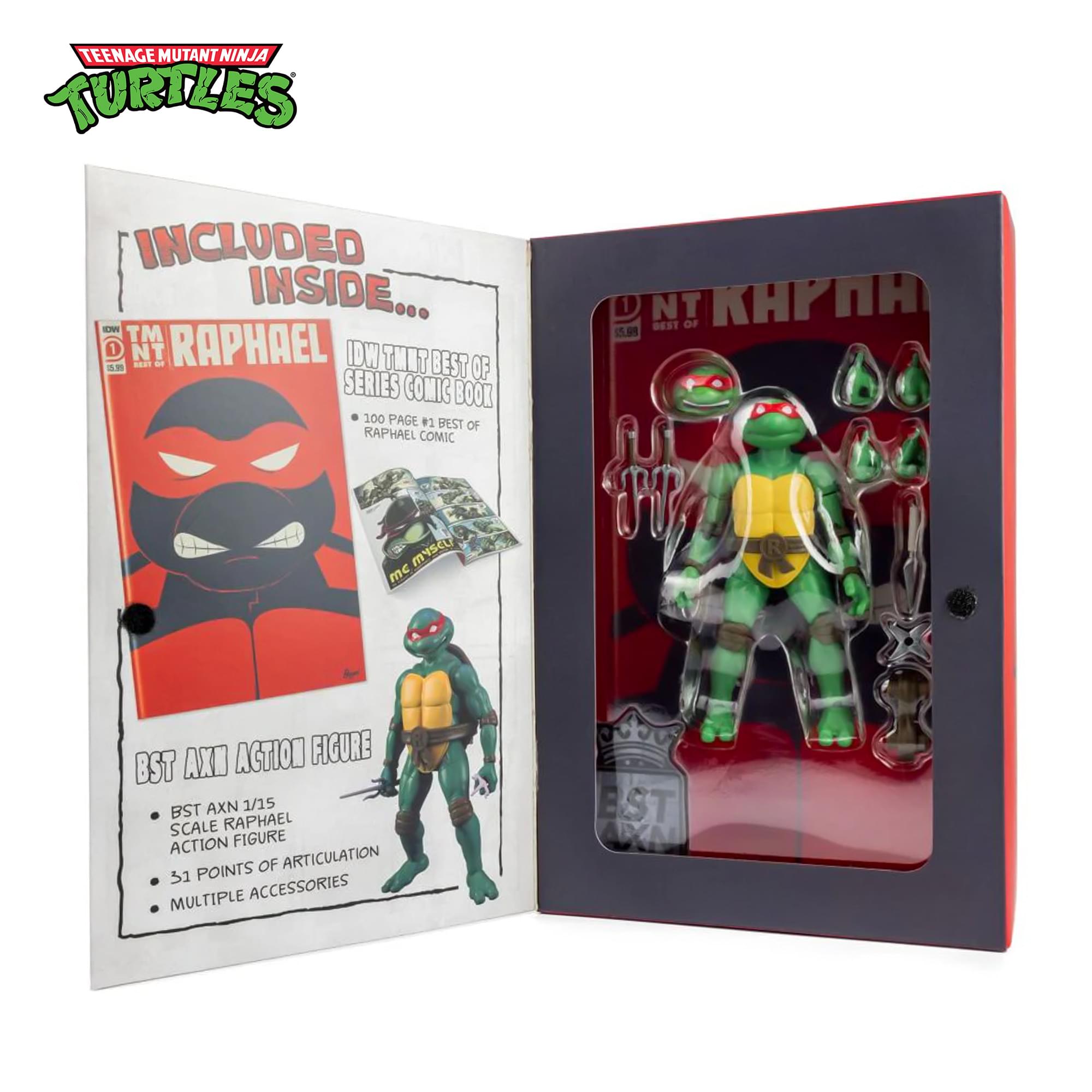 Teenage Mutant Ninja Turtles BST AXN 5-inch Figure | Raphael & Comic