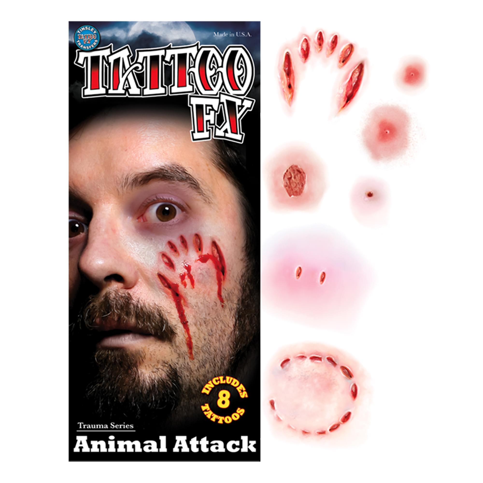 Animal Attack Gorywood Temporary Tattoos Costume Accessory