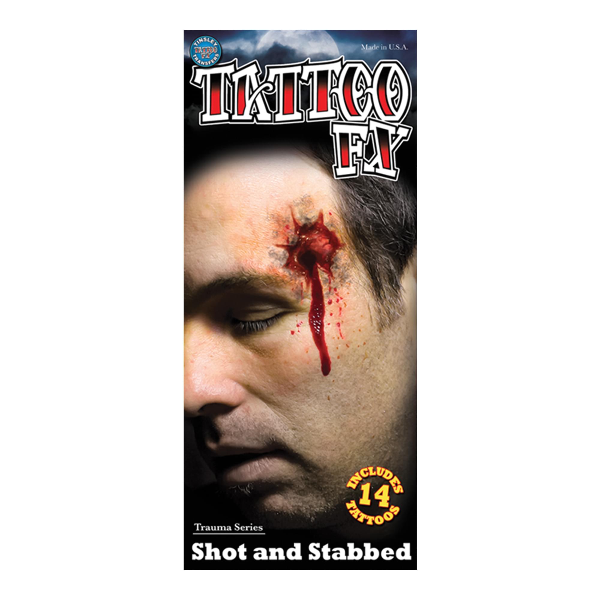 Shot and Stabbed Gorywood Temporary Tattoos Costume Accessory