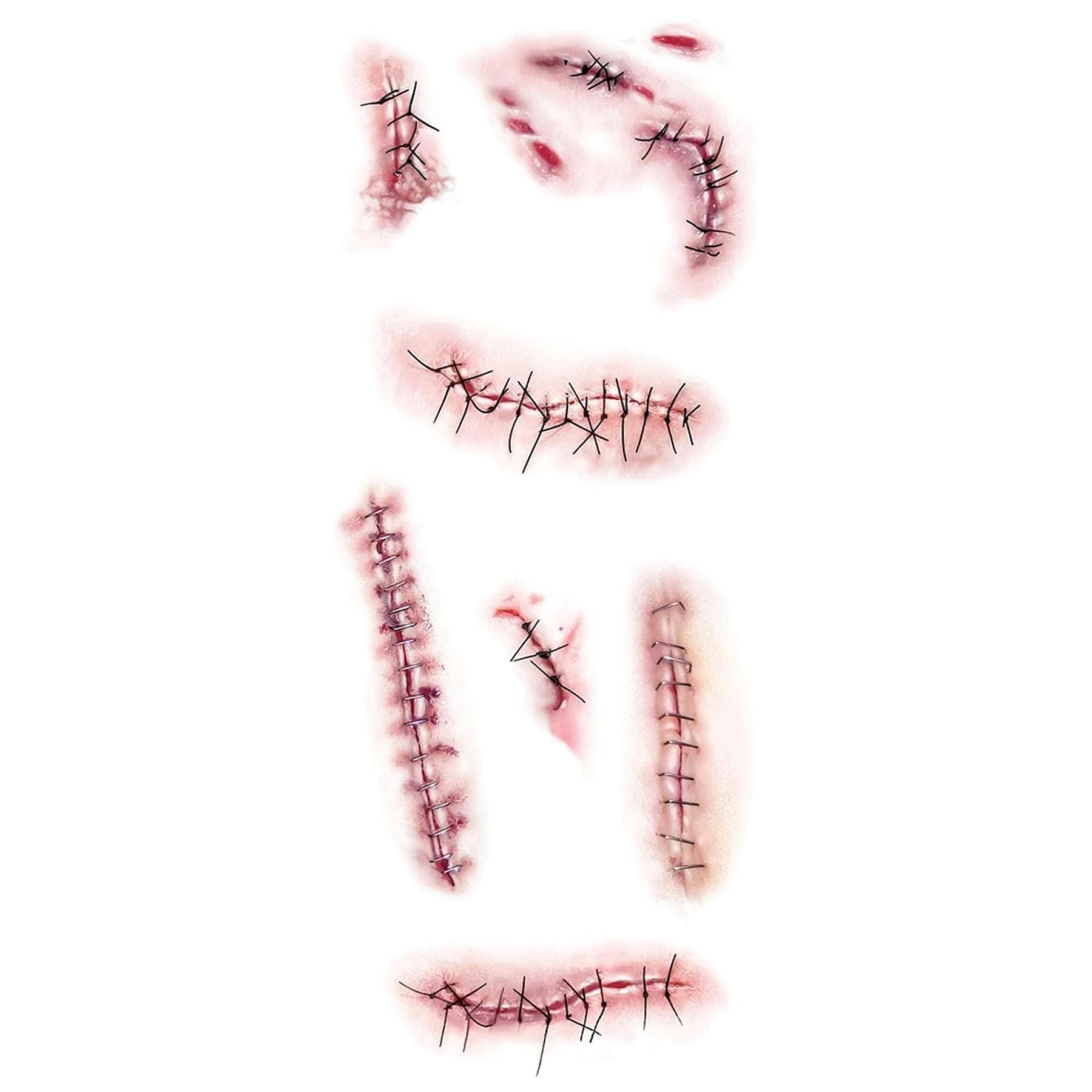 Stapled and Stitched Gorywood Temporary Tattoos Costume Accessory