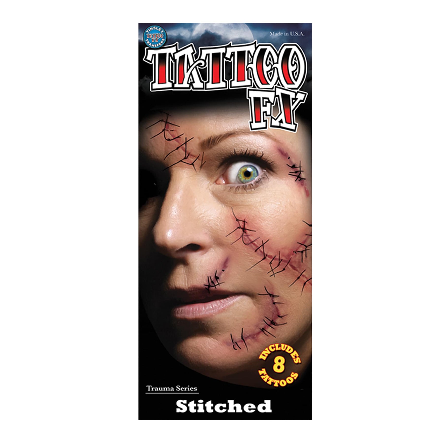 Stapled and Stitched Gorywood Temporary Tattoos Costume Accessory