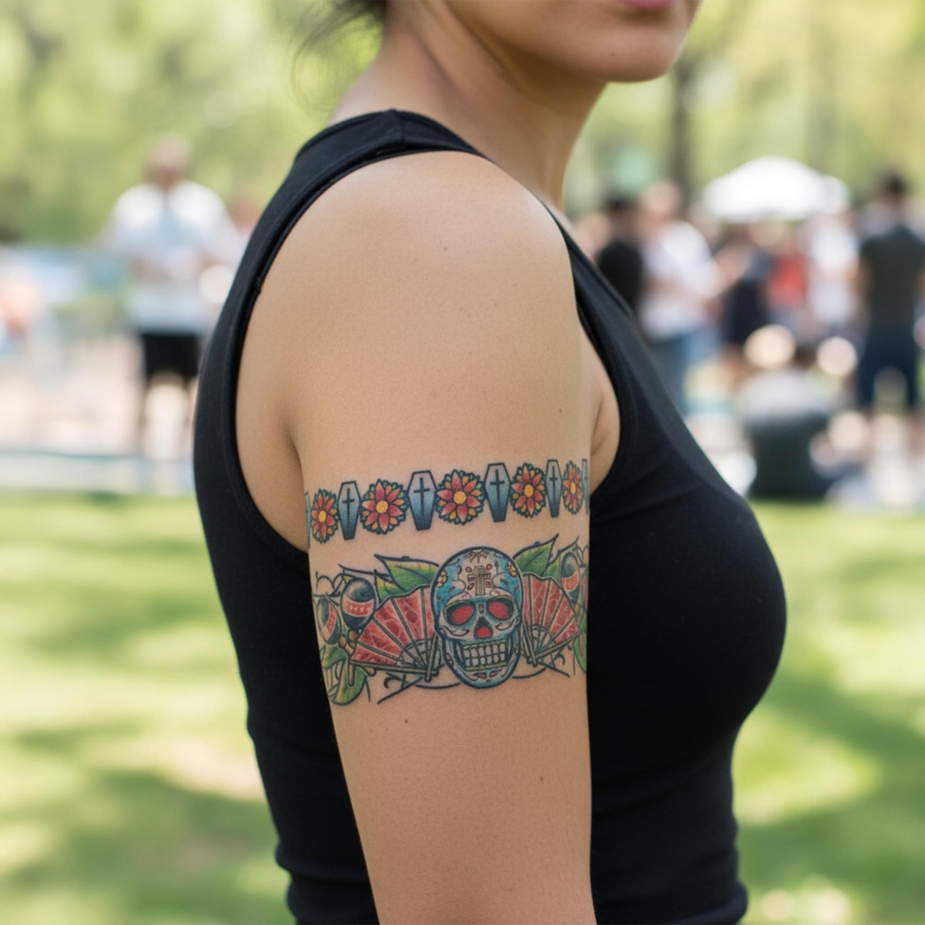 Skull Body Band Tattoo Costume Accessory