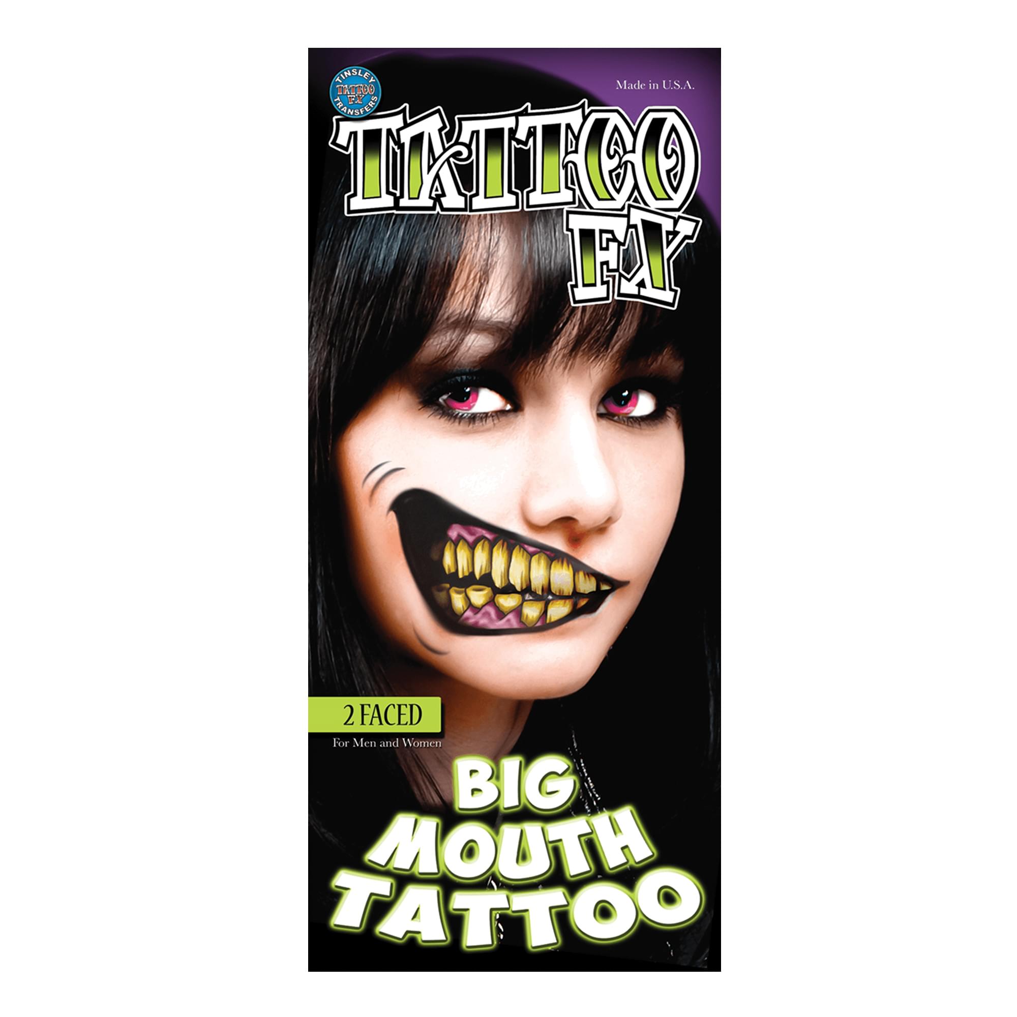 2 Faced Big Mouth Tattoo Costume Accessory