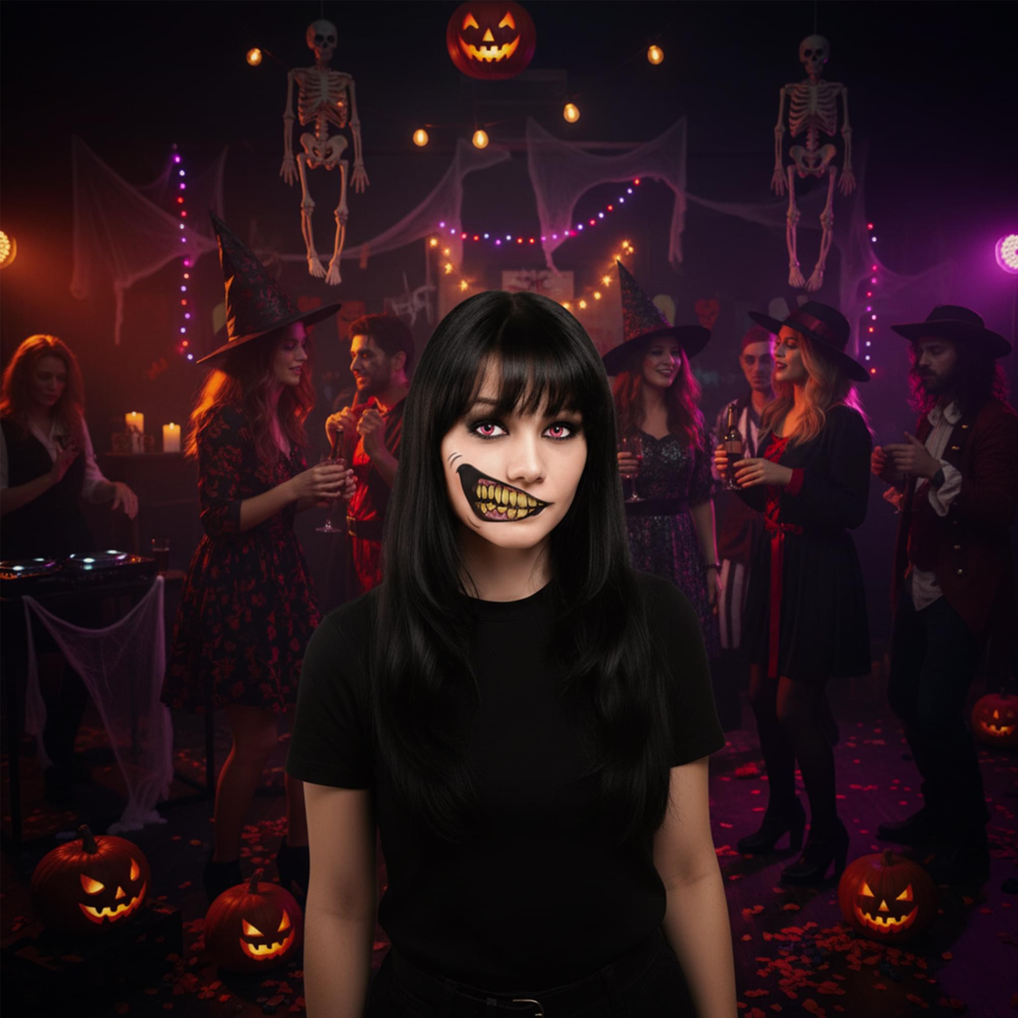 2 Faced Big Mouth Tattoo Costume Accessory