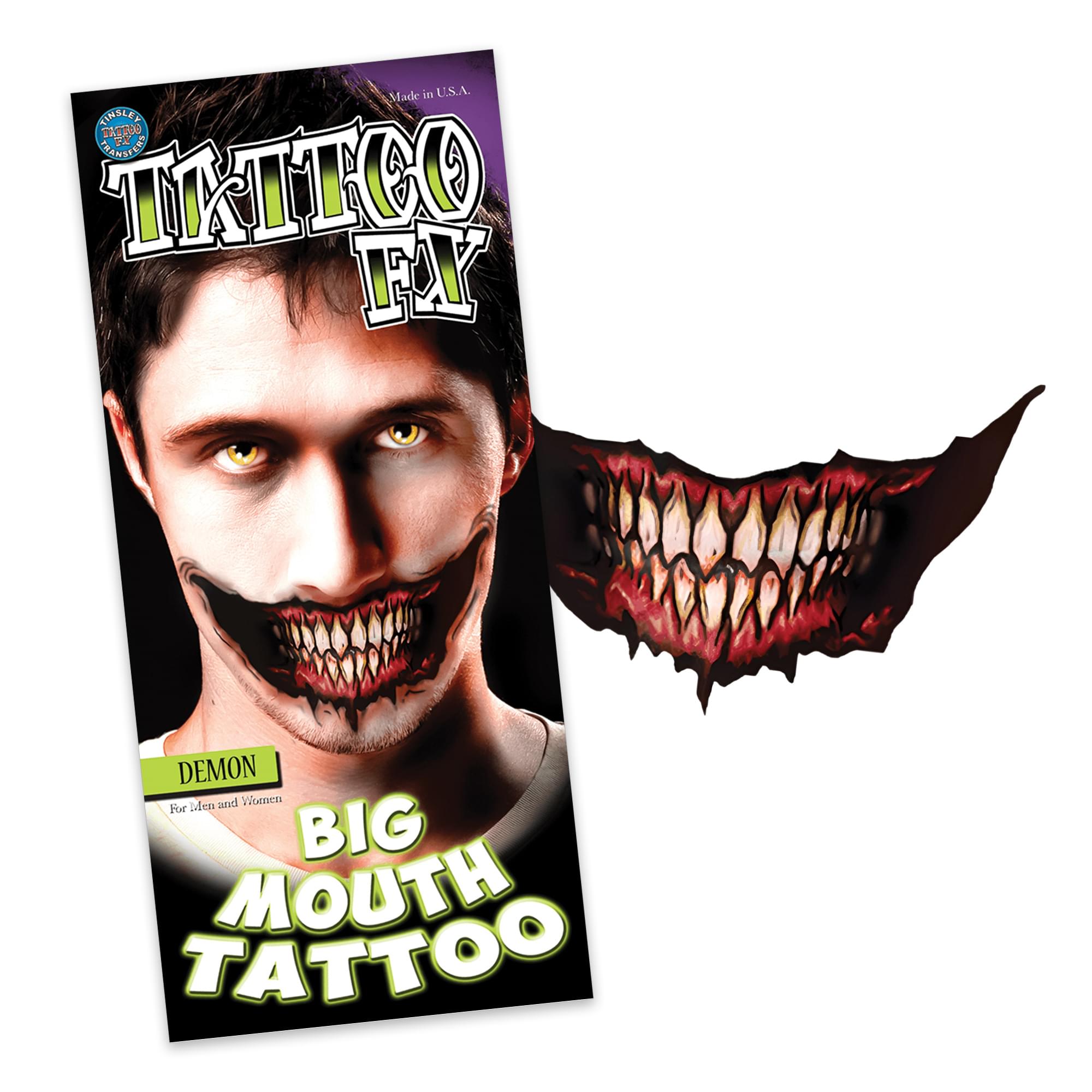 Demon Big Mouth Tattoo Costume Accessory