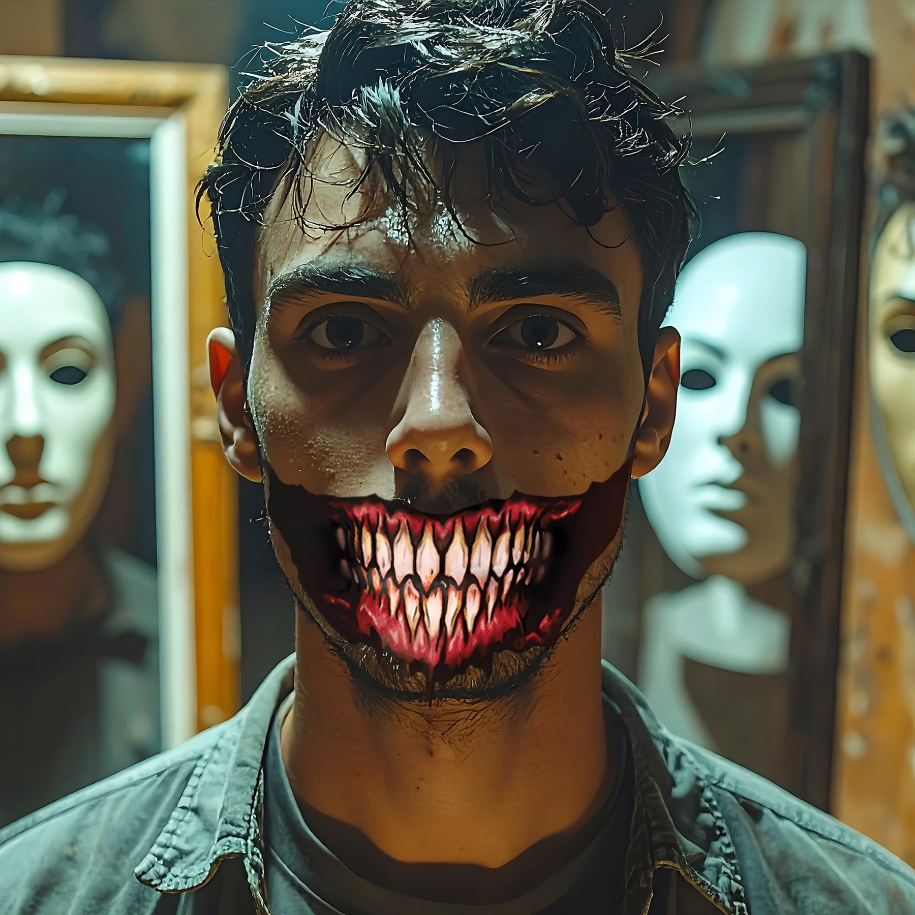 Demon Big Mouth Tattoo Costume Accessory