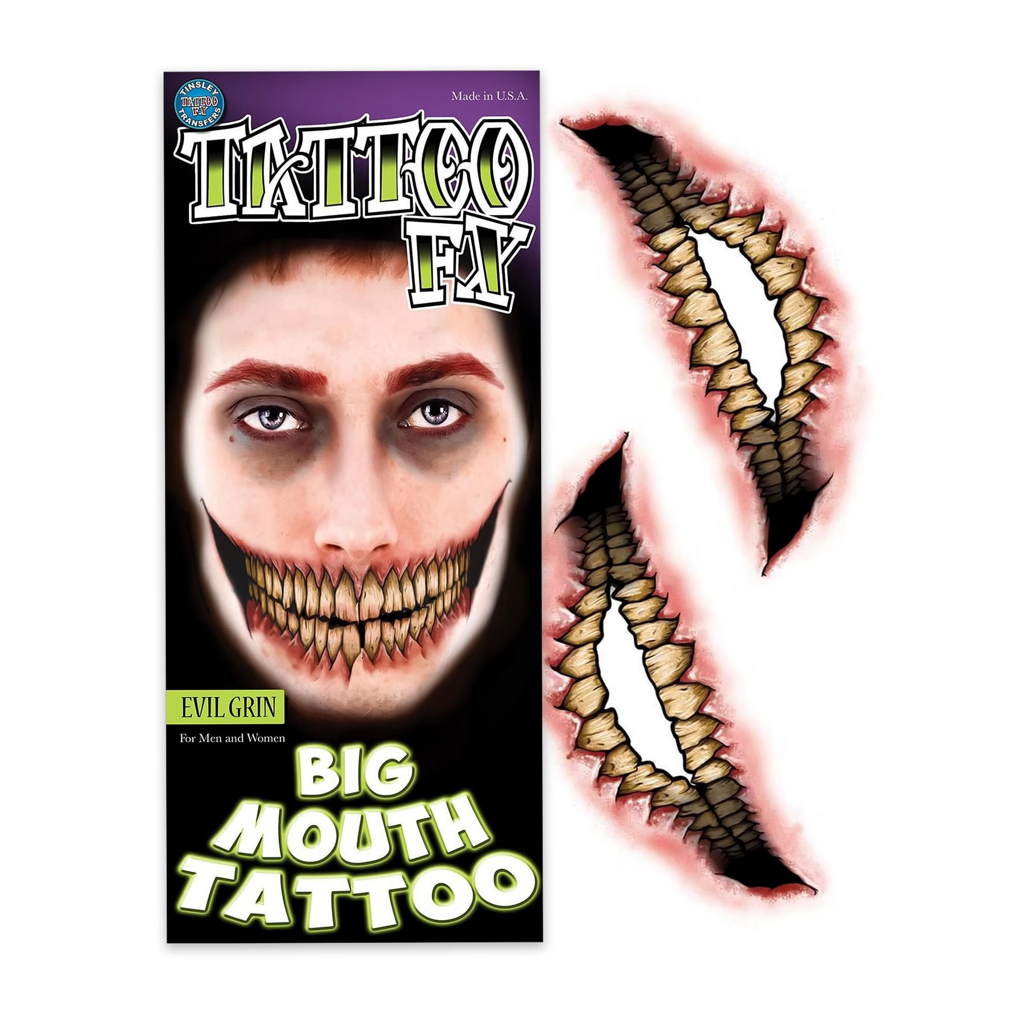 Evil Grin Big Mouth Tattoo Costume Accessory