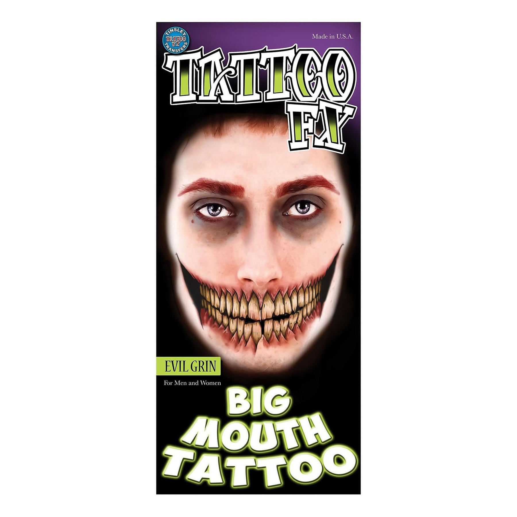 Evil Grin Big Mouth Tattoo Costume Accessory
