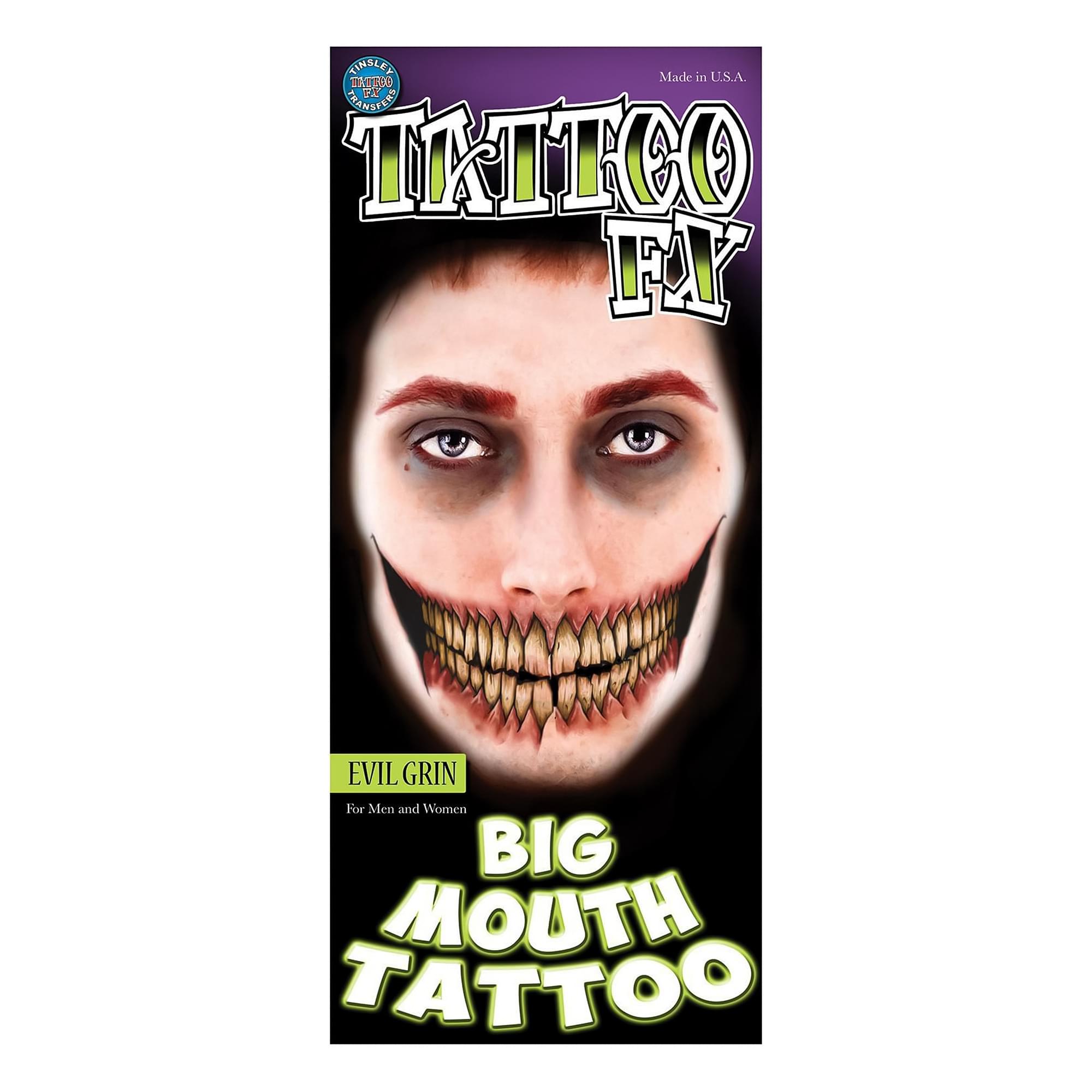 Evil Grin Big Mouth Tattoo Costume Accessory
