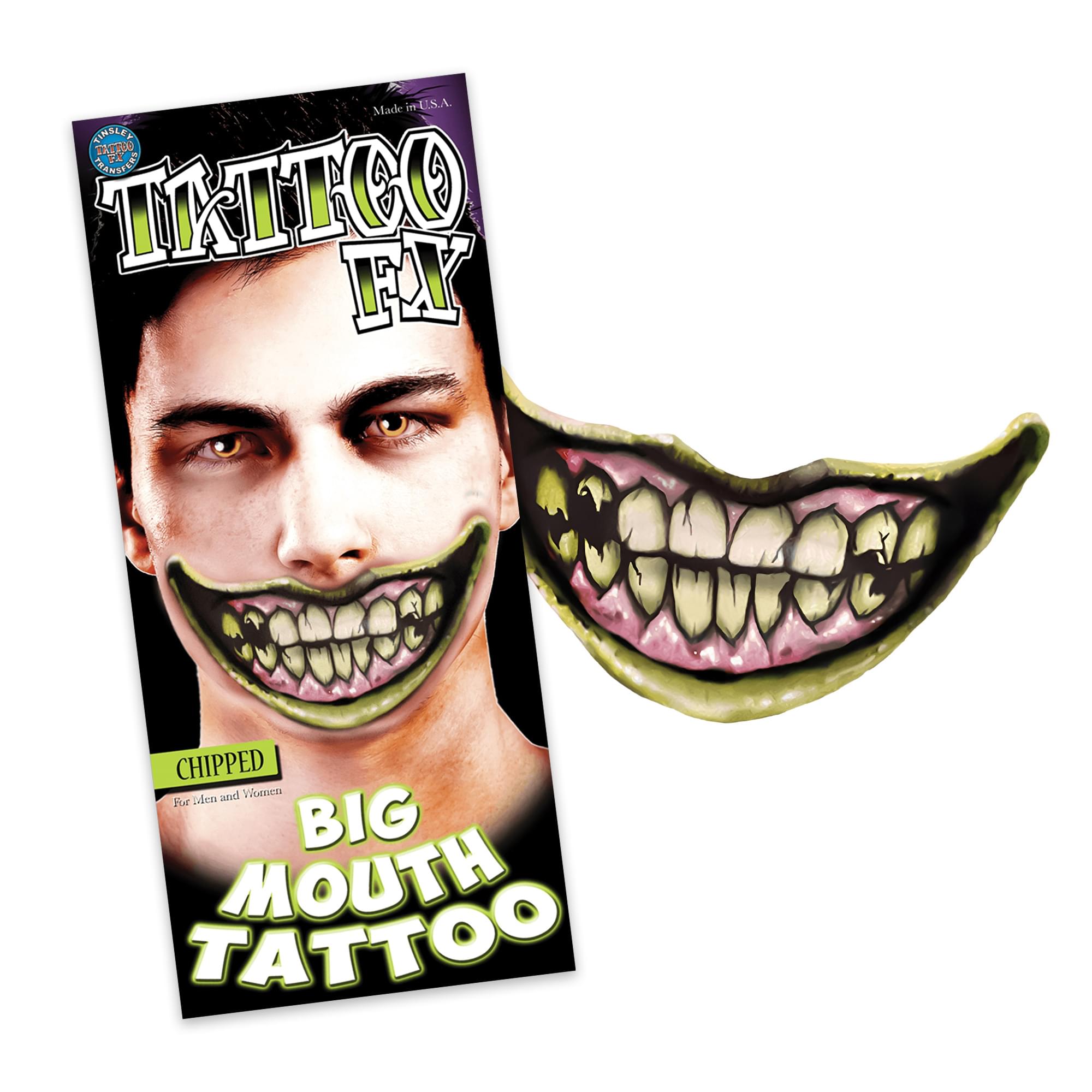 Chipped Big Mouth Tattoo Costume Accessory