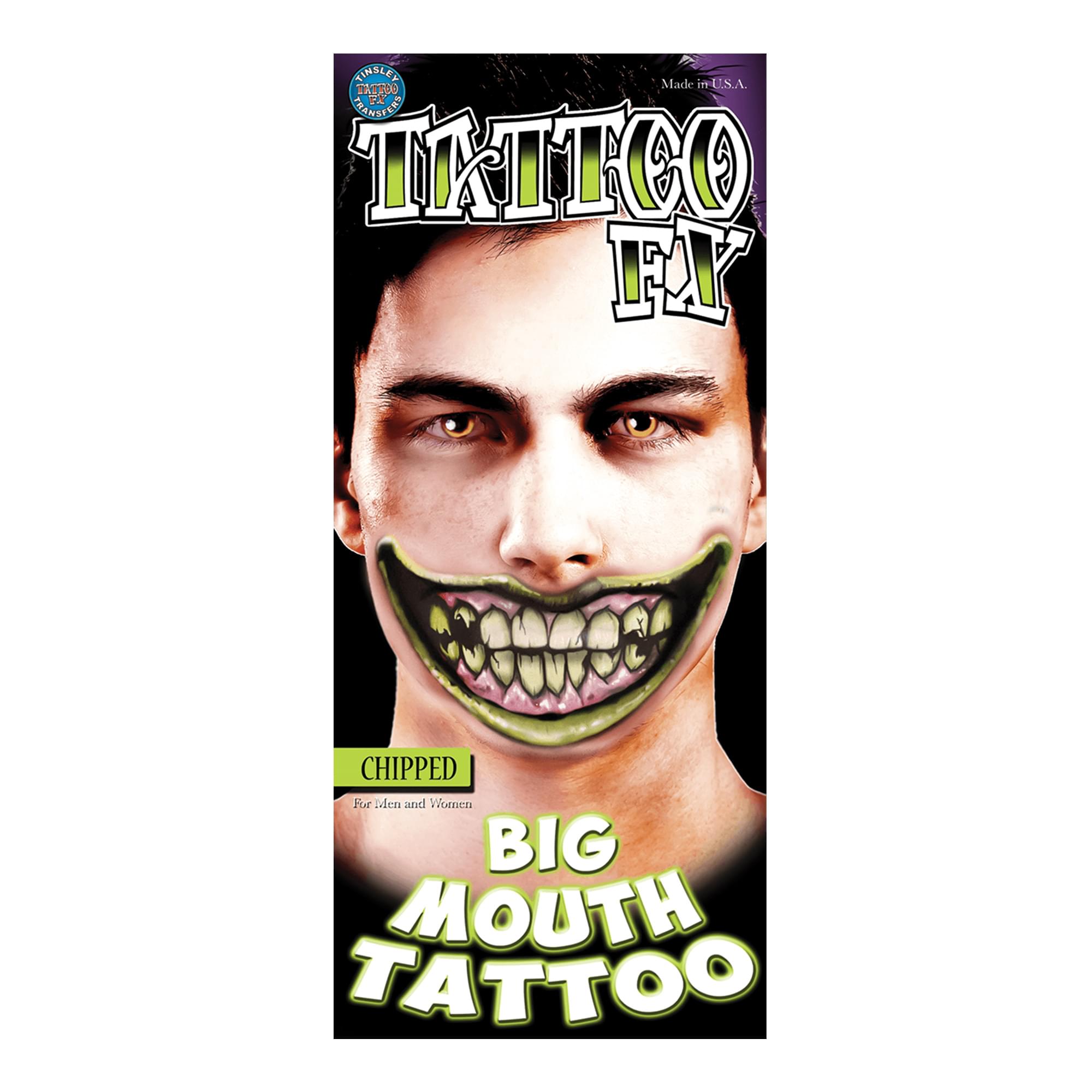 Chipped Big Mouth Tattoo Costume Accessory