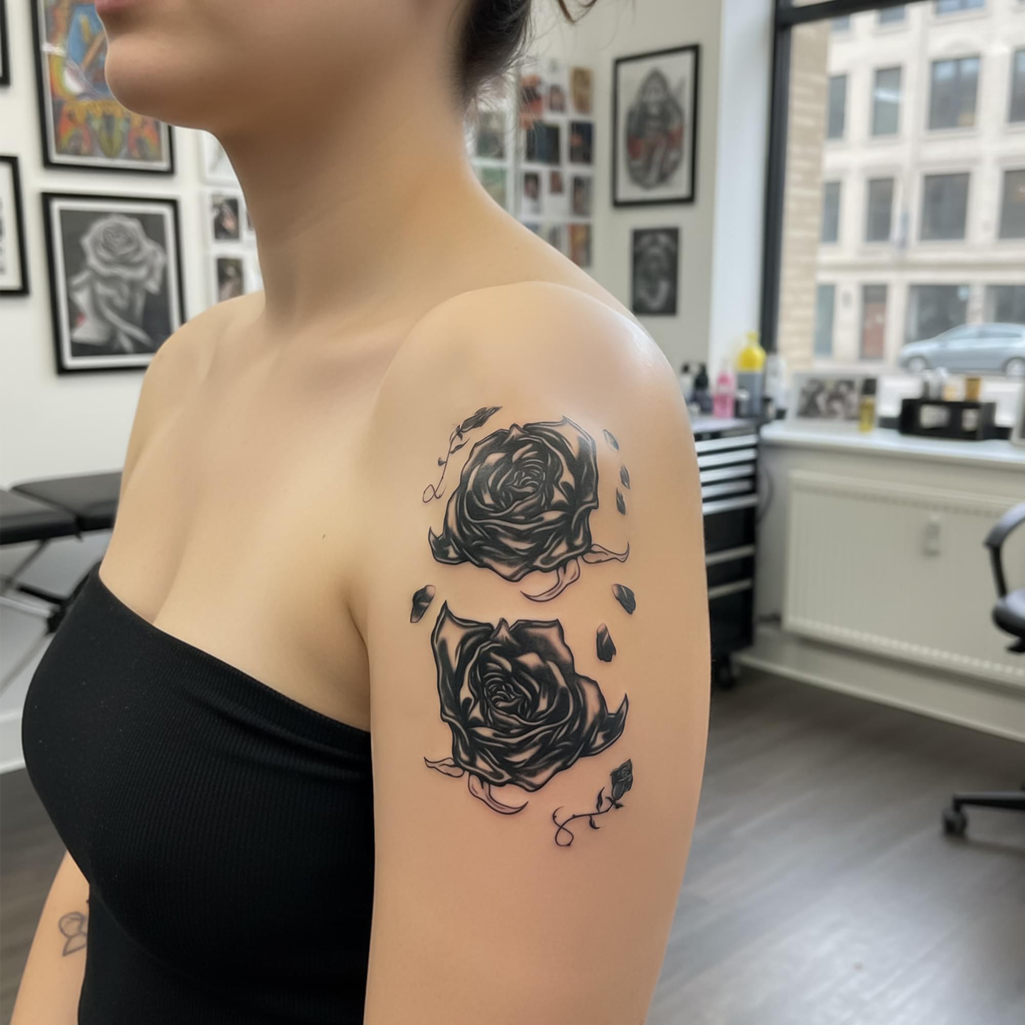 Black Roses Goth Tattoo Costume Accessory