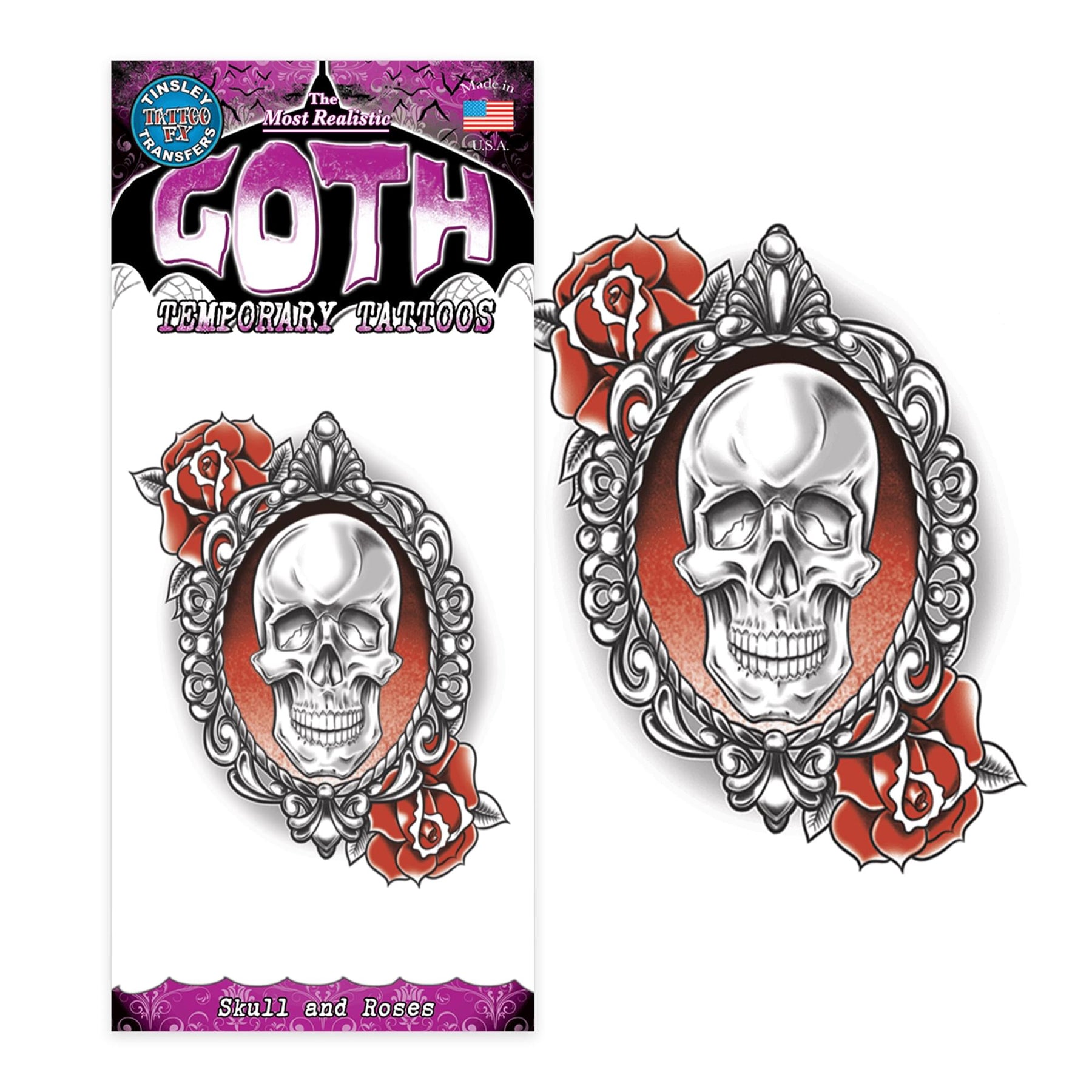 Skull and Roses Goth Tattoo Costume Accessory