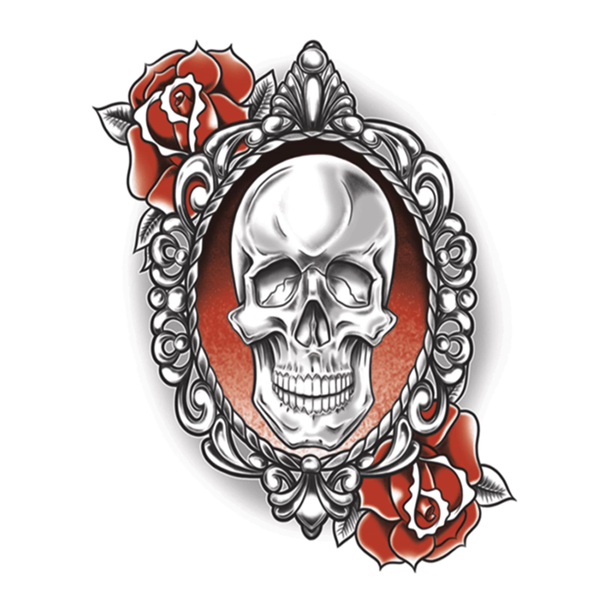 Skull and Roses Goth Tattoo Costume Accessory
