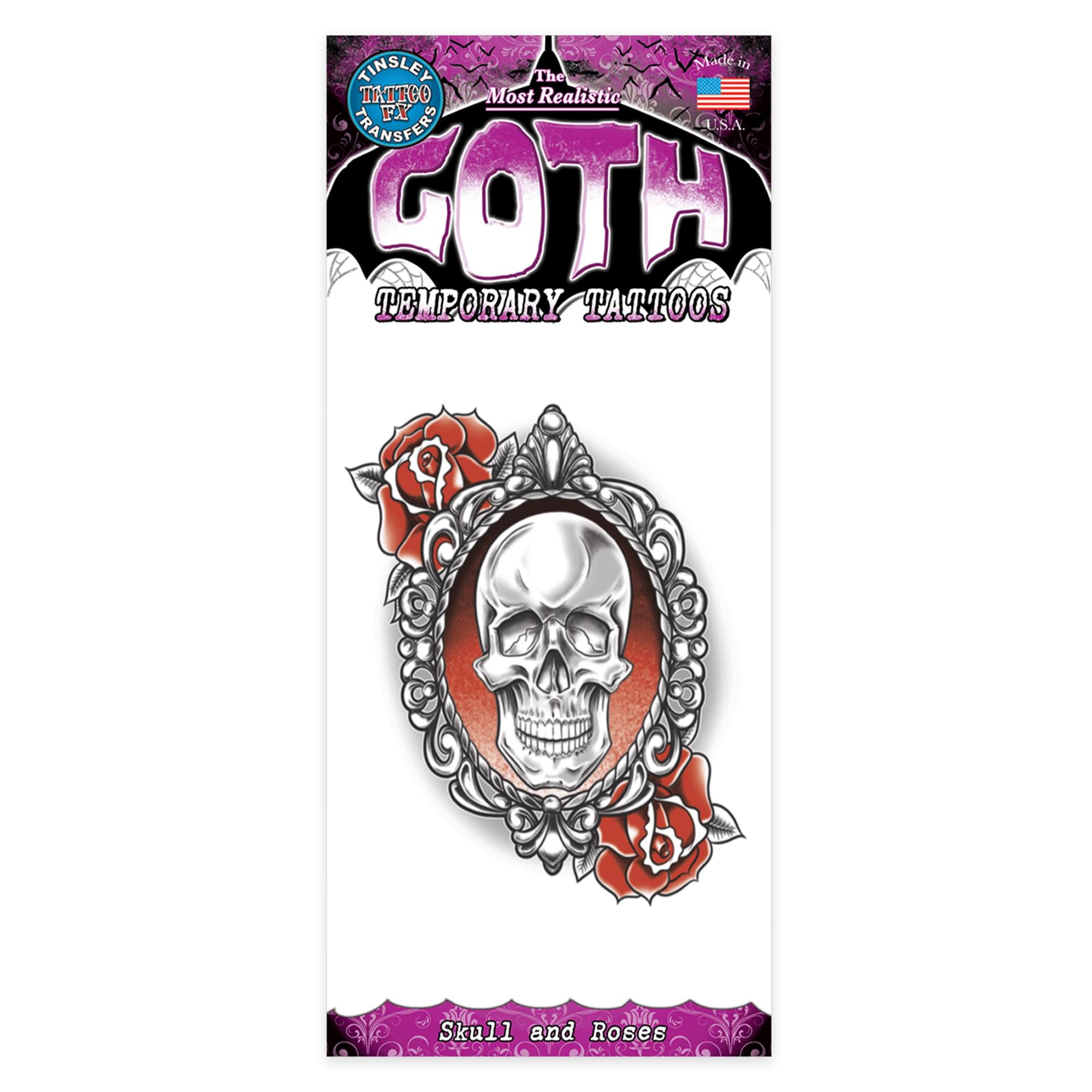 Skull and Roses Goth Tattoo Costume Accessory