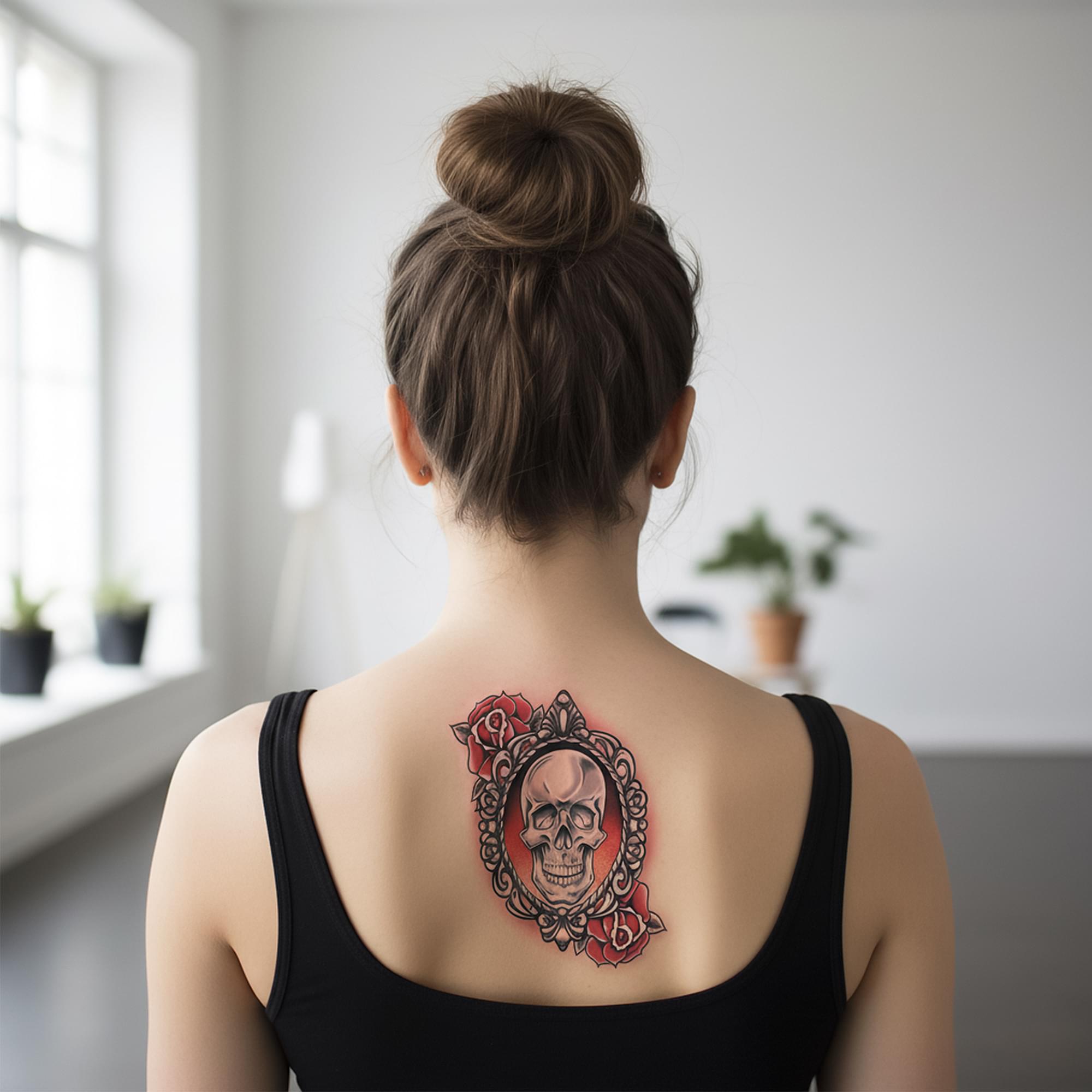 Skull and Roses Goth Tattoo Costume Accessory