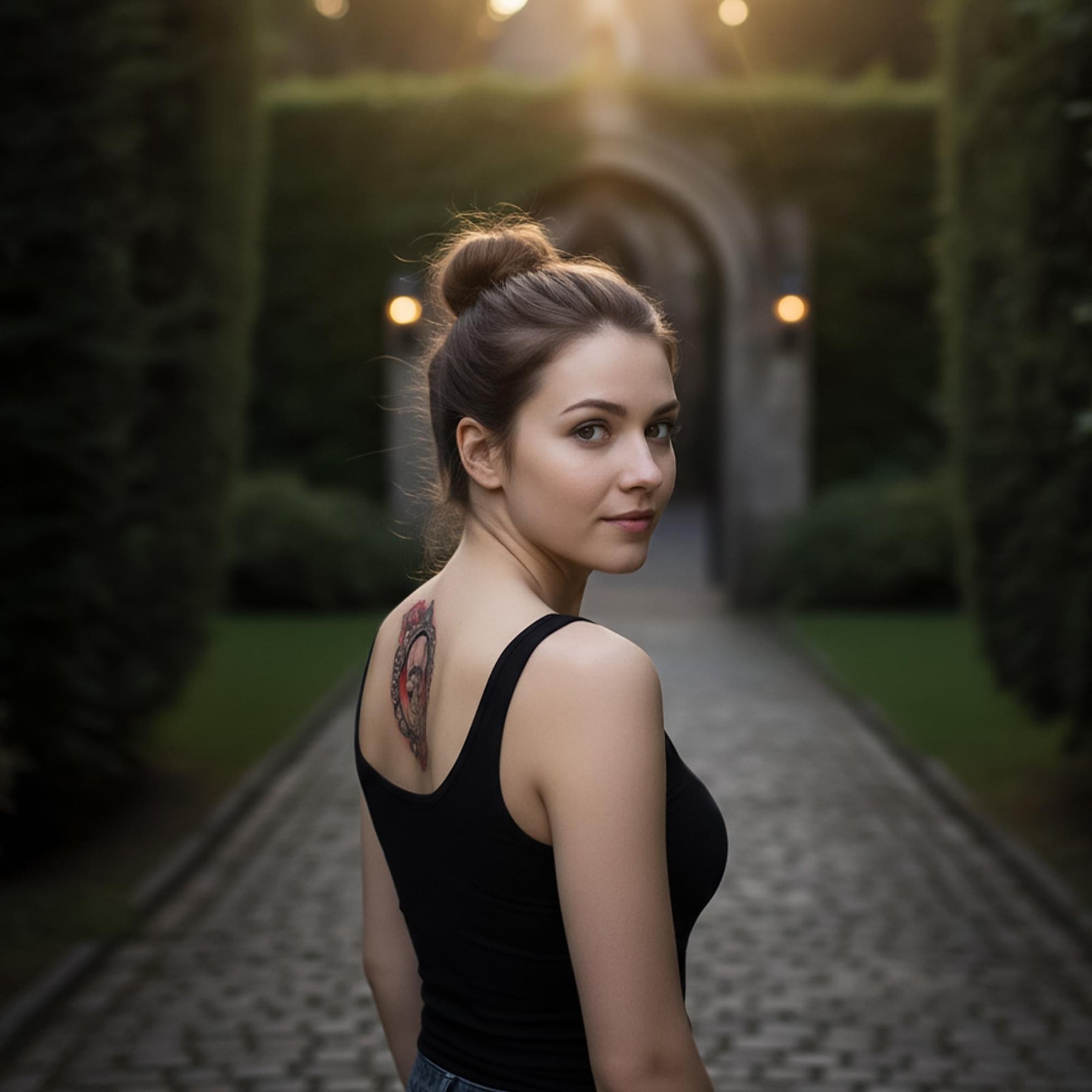 Skull and Roses Goth Tattoo Costume Accessory