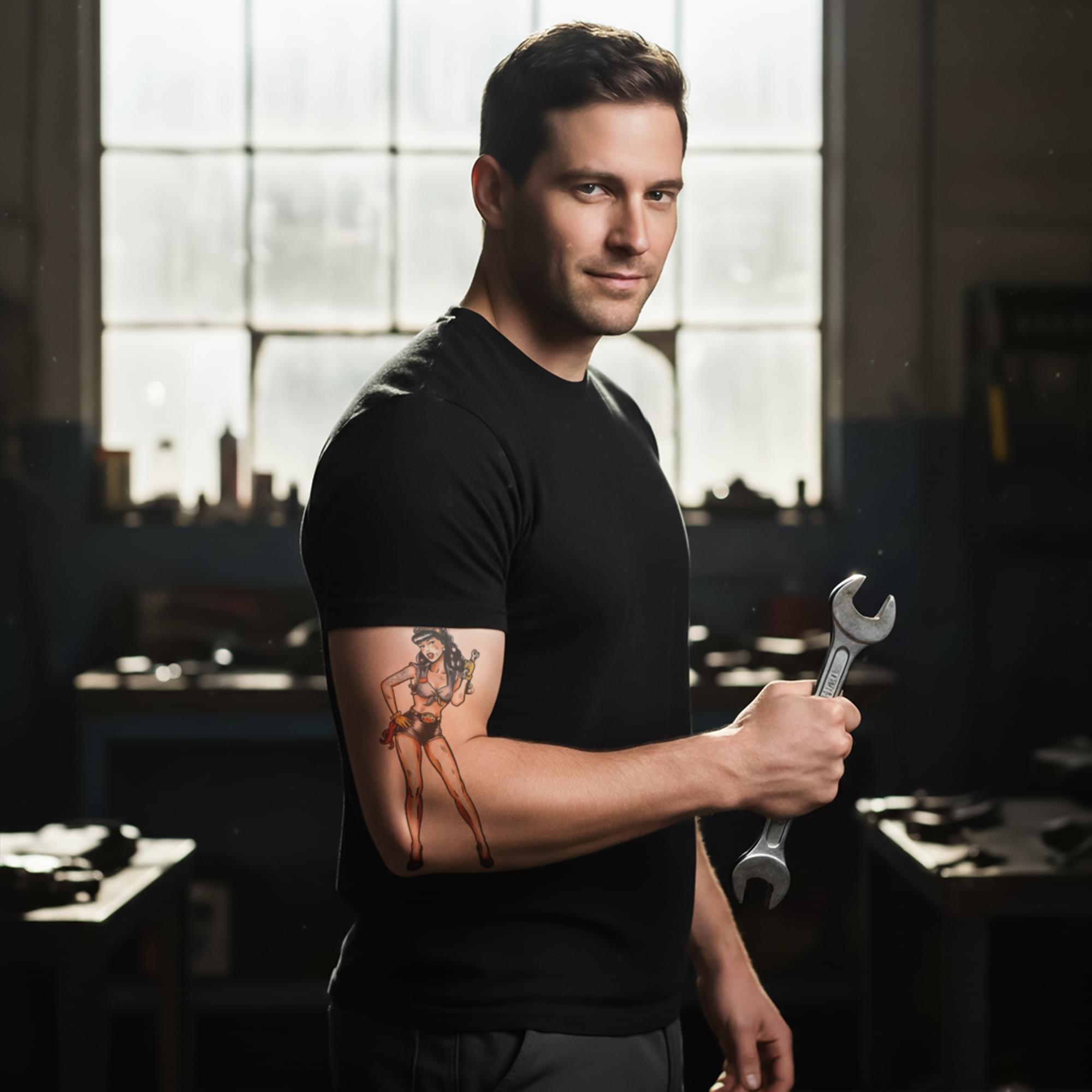 Mechanic Pin Up Tattoo Costume Accessory