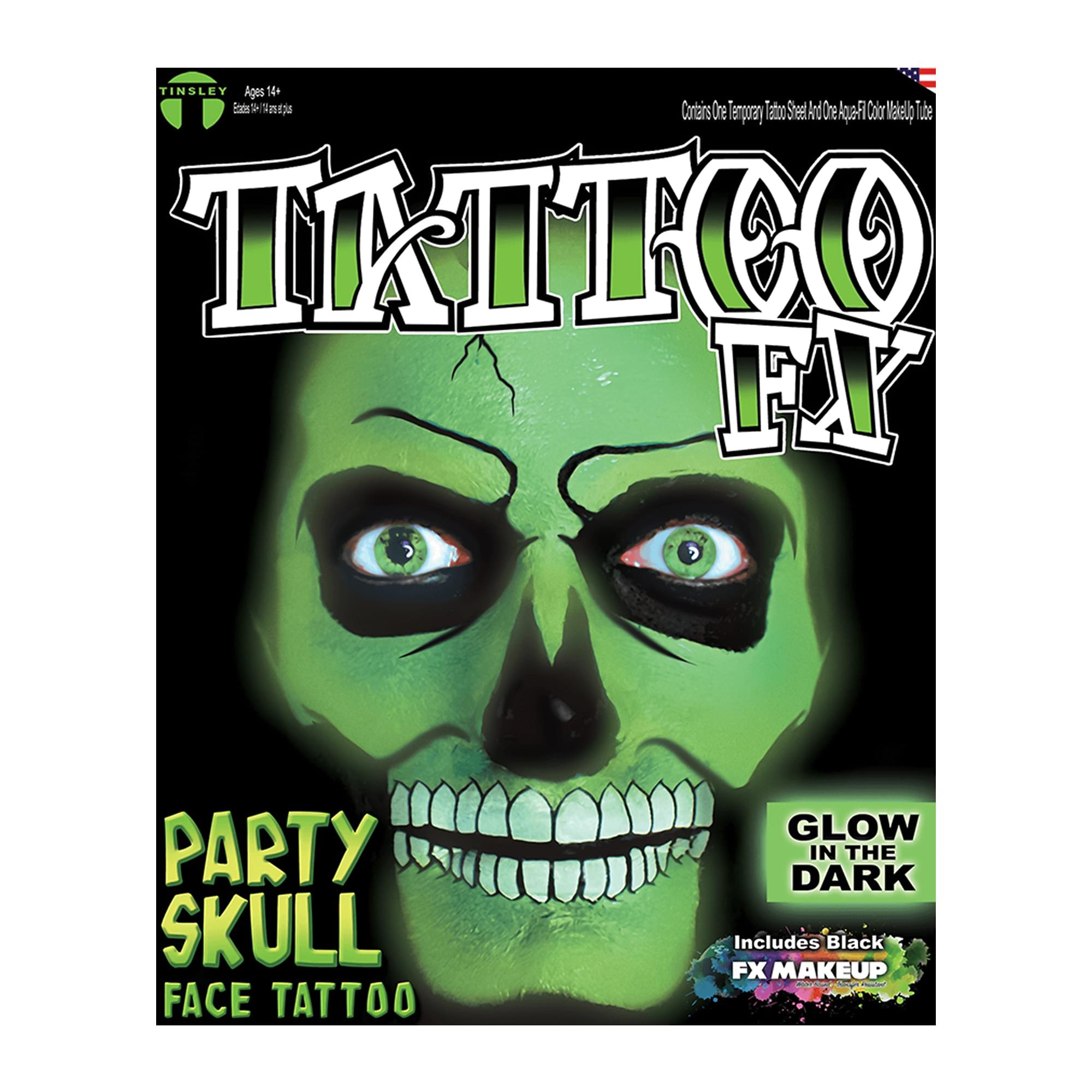 Glow in the Dark Skull Tattoo Fx Costume Accessory
