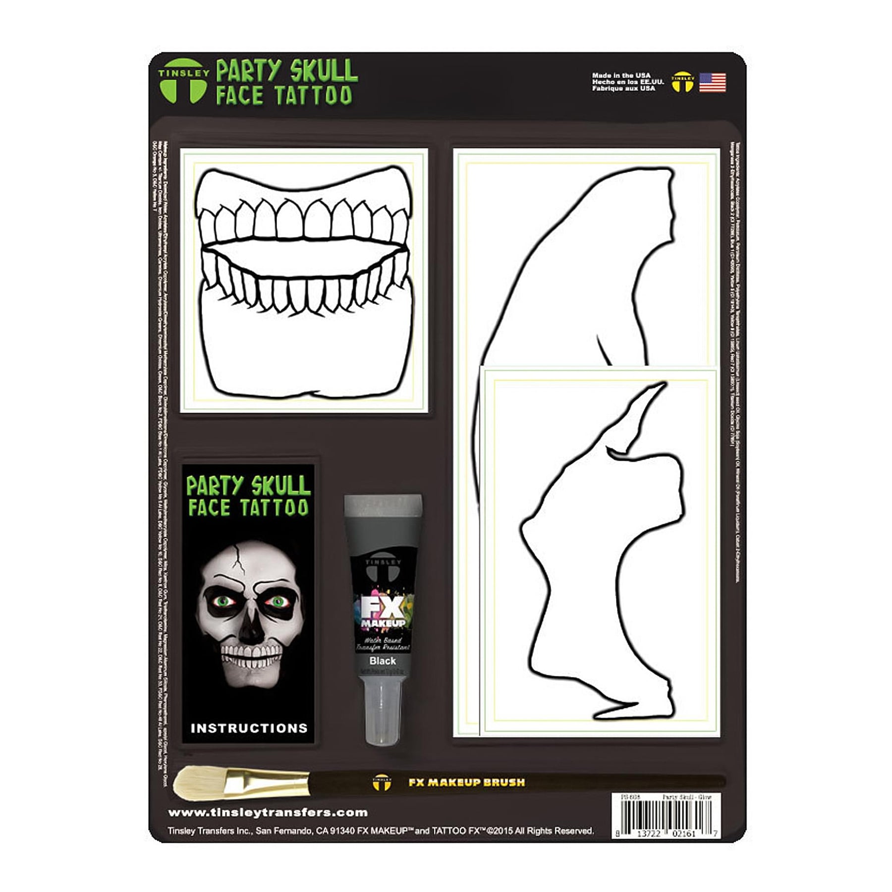 Glow in the Dark Skull Tattoo Fx Costume Accessory