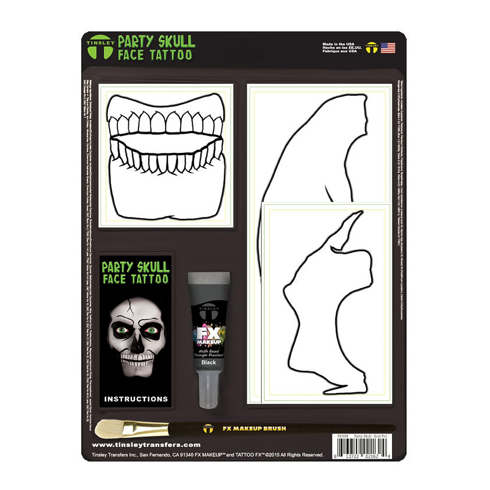 Metallic Gold Skull Tatoo Fx Costume Accessory