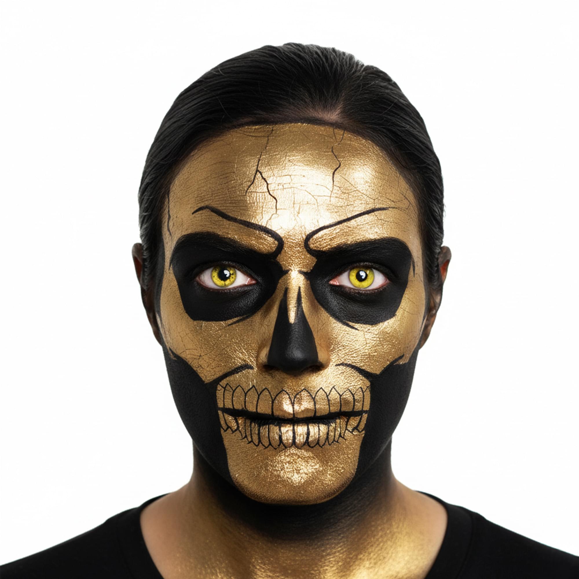Metallic Gold Skull Tatoo Fx Costume Accessory