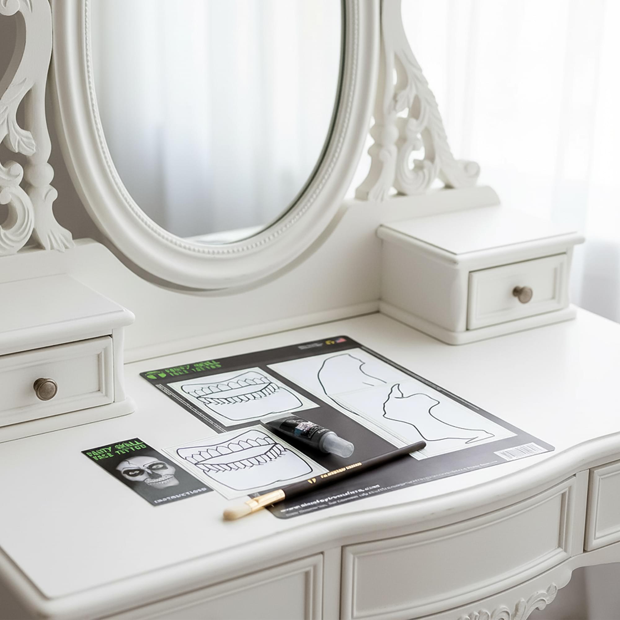 Metallic Gold Skull Tatoo Fx Costume Accessory