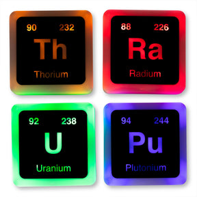 Radioactive Elements Periodic Table Glowing Light-Up Drink Coasters | Set of 4