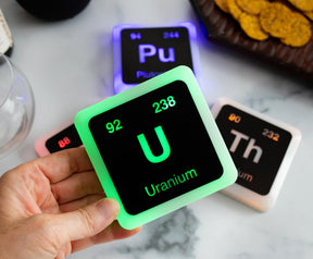 Radioactive Elements Periodic Table Glowing Light-Up Drink Coasters | Set of 4