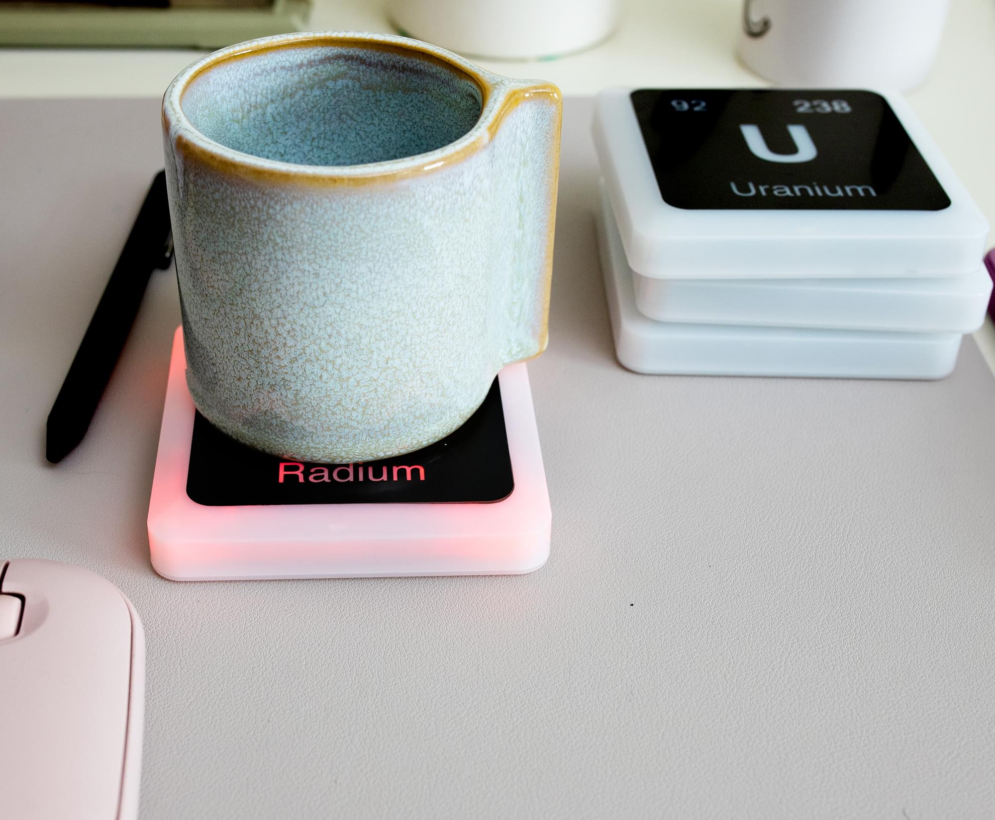 Radioactive Elements Periodic Table Glowing Light-Up Drink Coasters | Set of 4