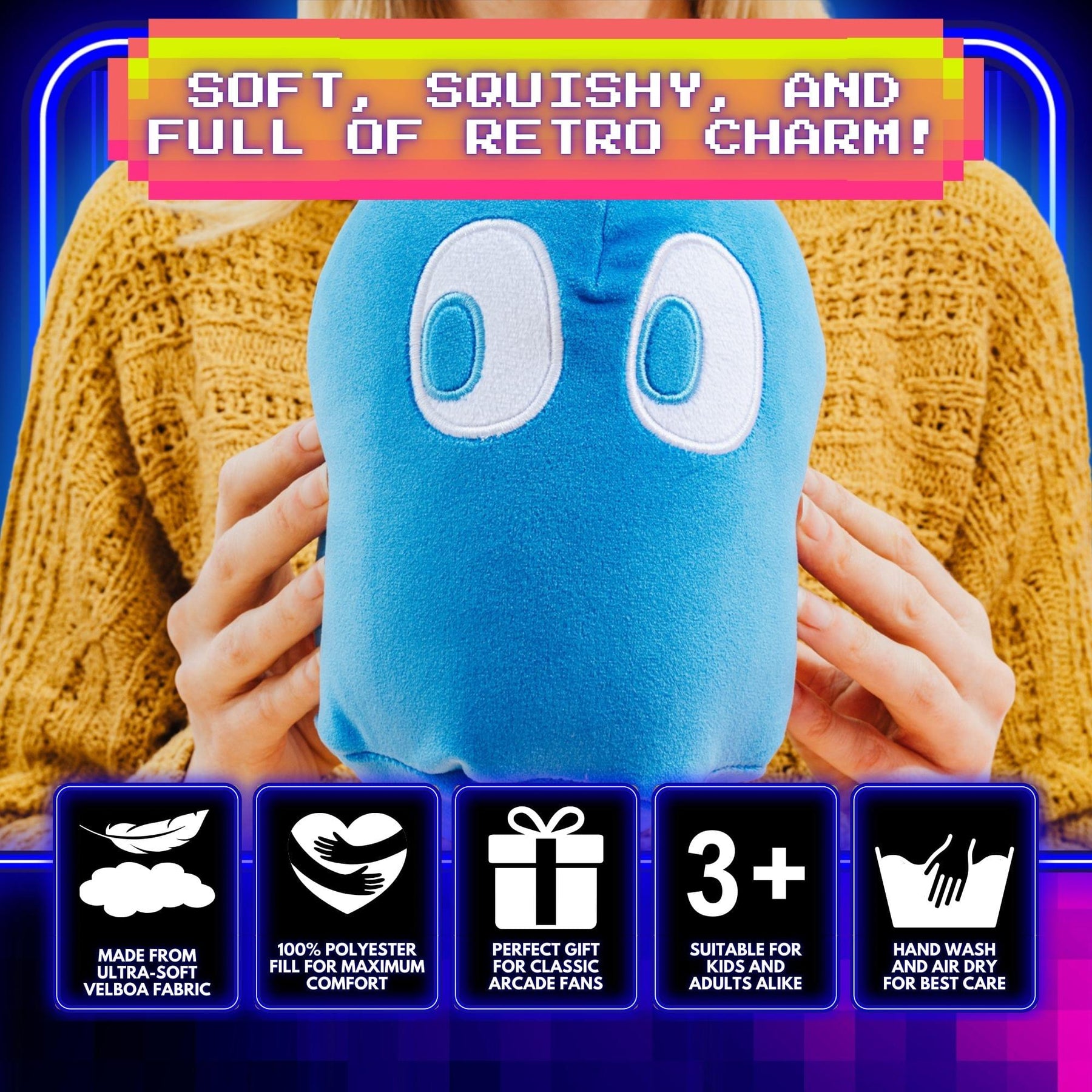 PAC-MAN Ghost INKY 7-Inch Plush