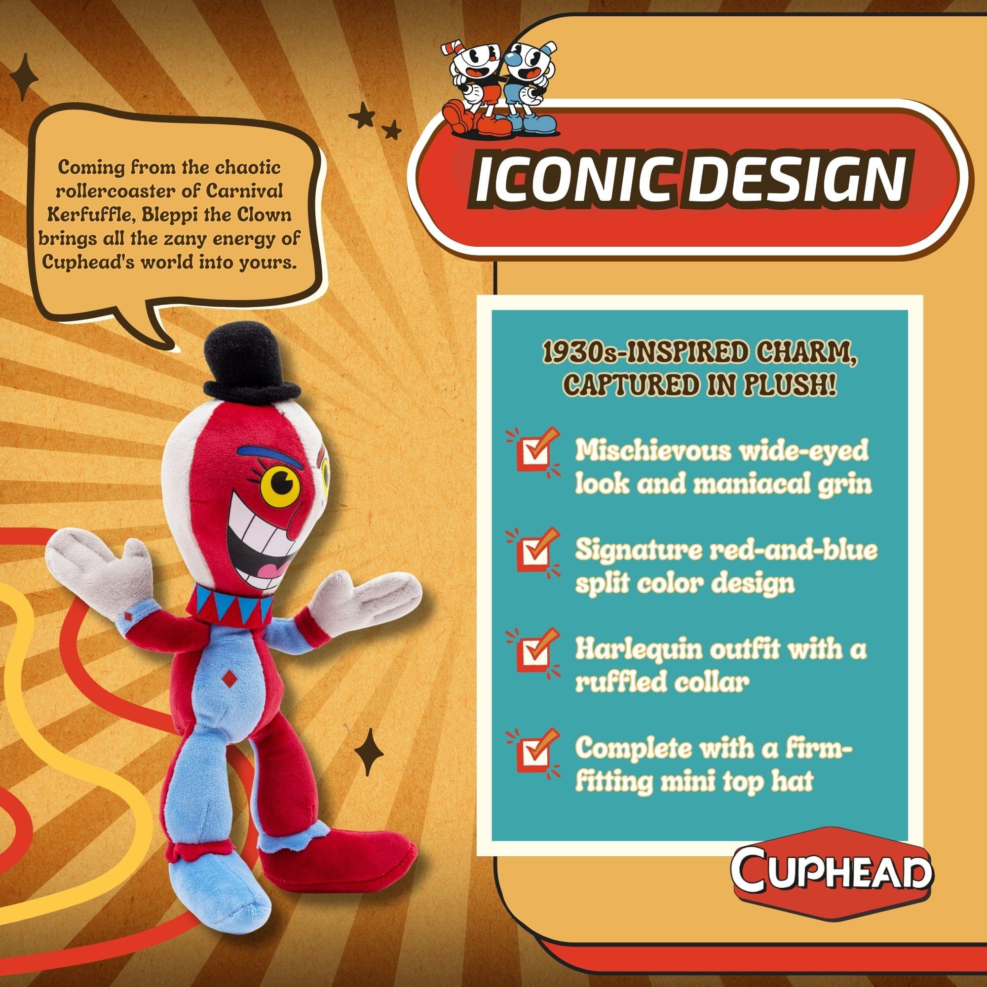 Cuphead Beppi The Clown 9-Inch Plush