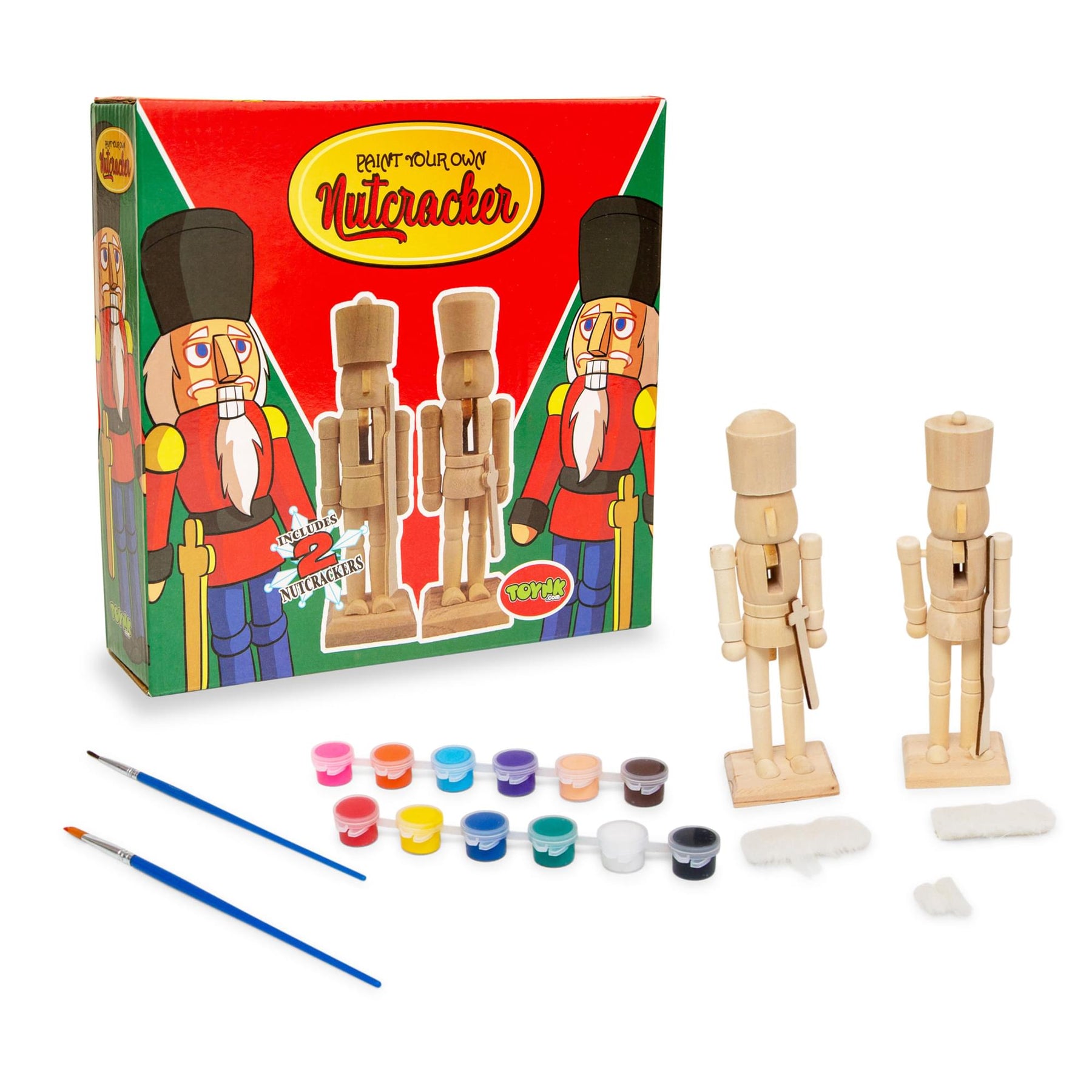 Paint Your Own 7-Inch Wooden Nutcracker Figure Craft Kit | Set of 2