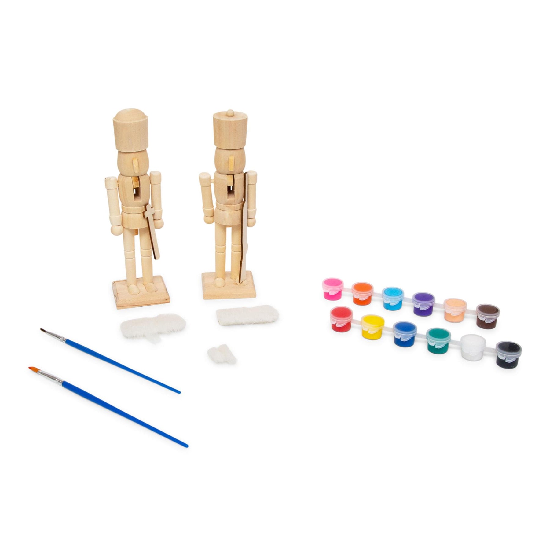 Paint Your Own 7-Inch Wooden Nutcracker Figure Craft Kit | Set of 2