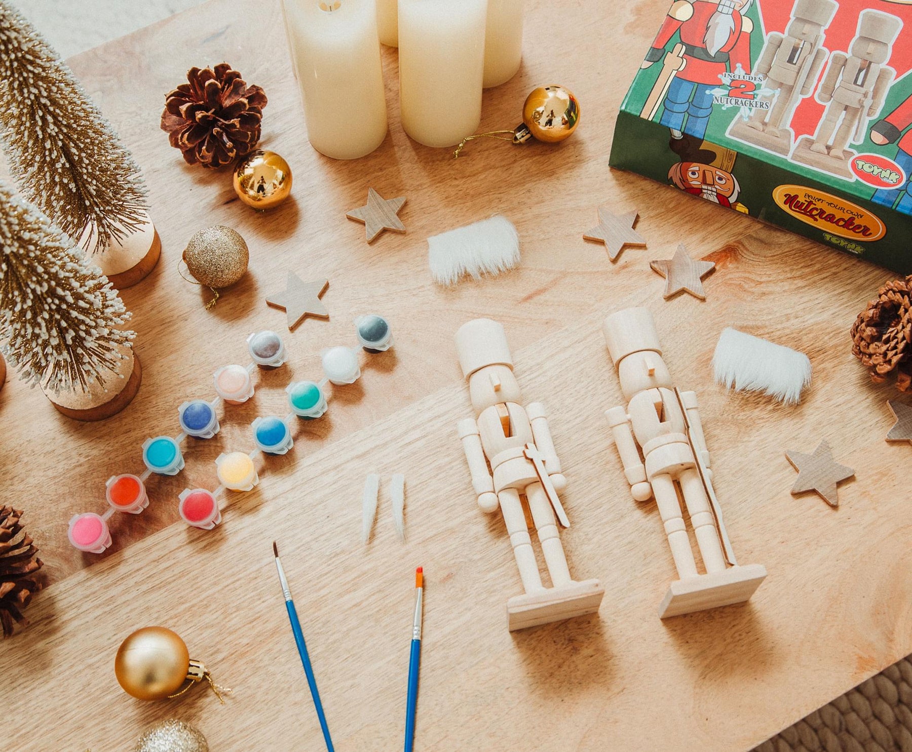 Paint Your Own 7-Inch Wooden Nutcracker Figure Craft Kit | Set of 2