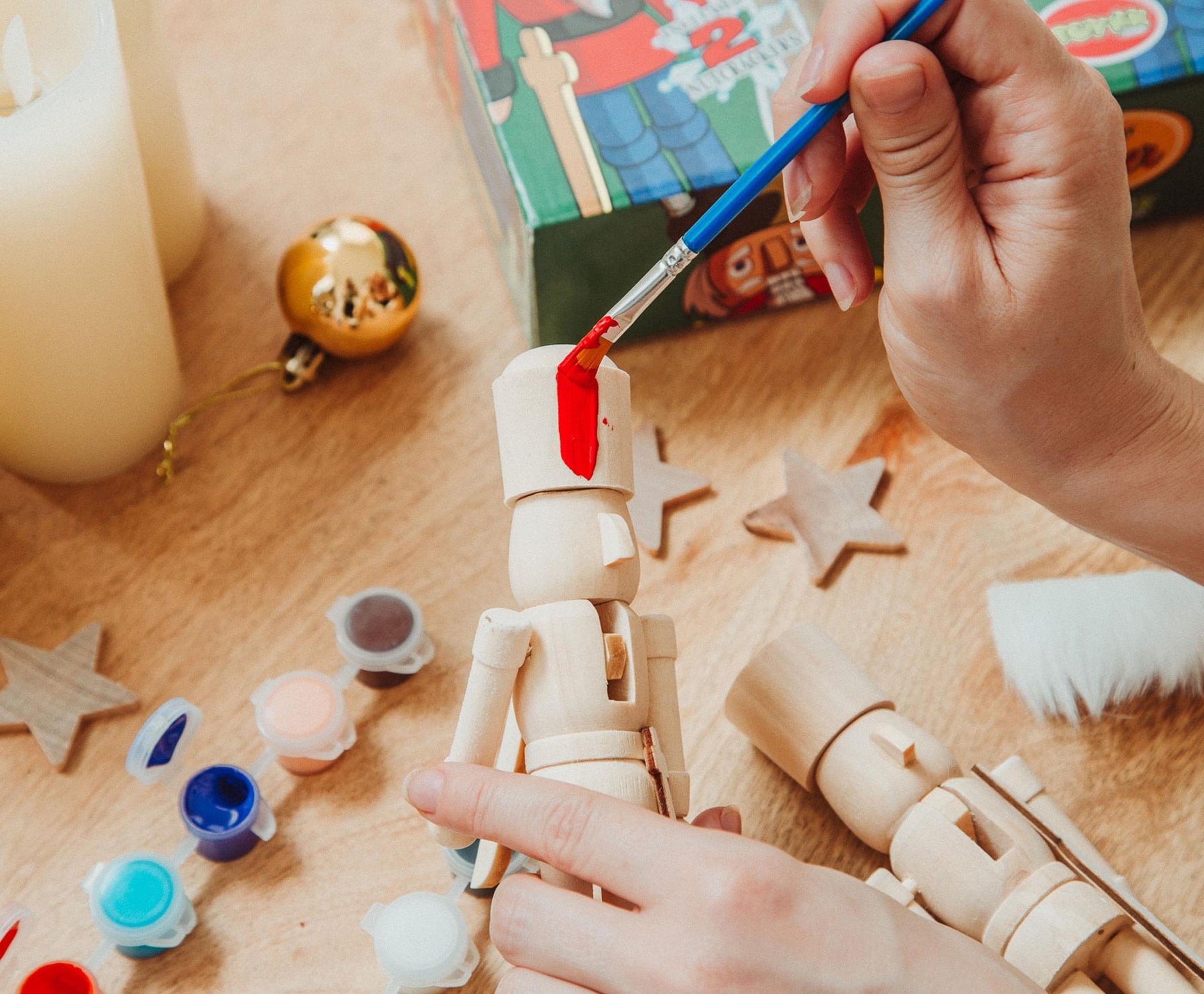 Paint Your Own 7-Inch Wooden Nutcracker Figure Craft Kit | Set of 2