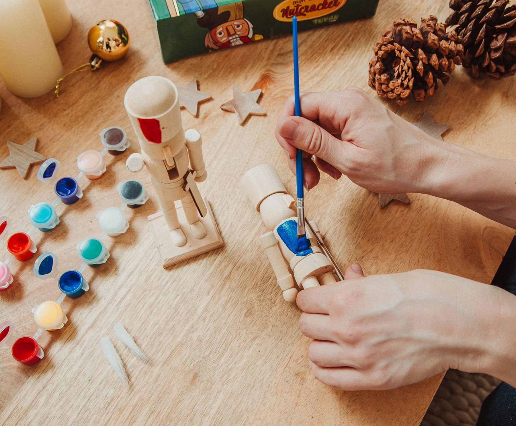Paint Your Own 7-Inch Wooden Nutcracker Figure Craft Kit | Set of 2