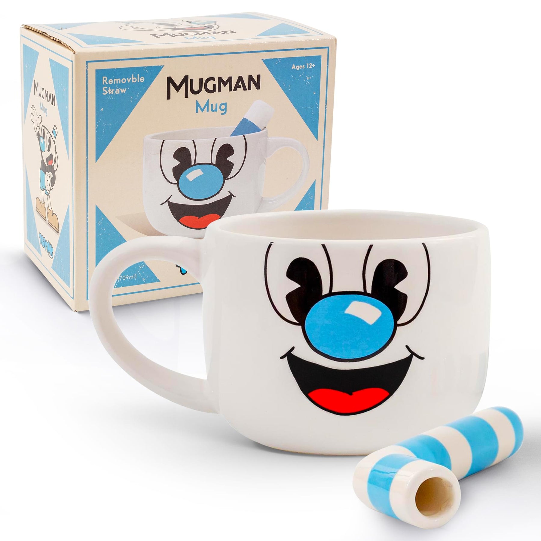Cuphead Mugman 20oz Ceramic Coffee Mug and Straw Free Shipping