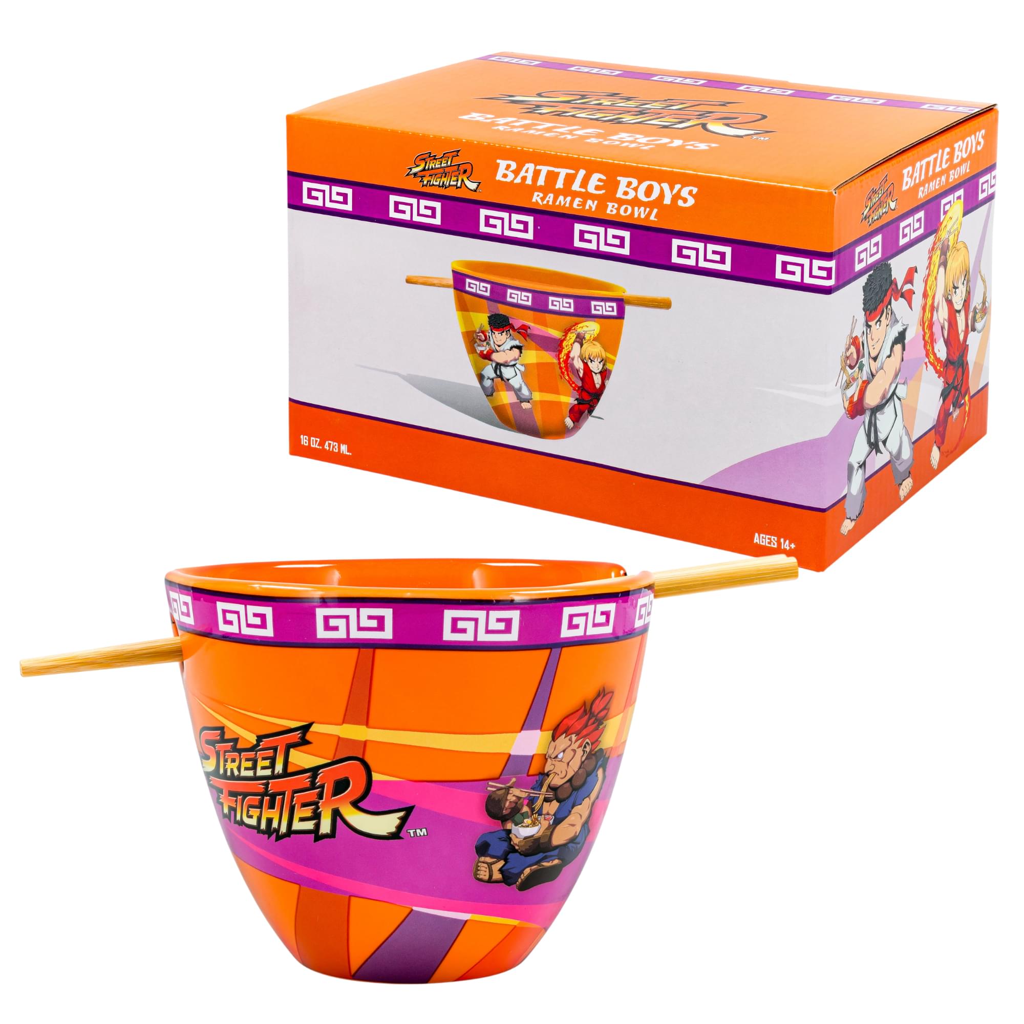 Street Fighter Battle Boys 16-Ounce Ramen Bowl and Chopstick