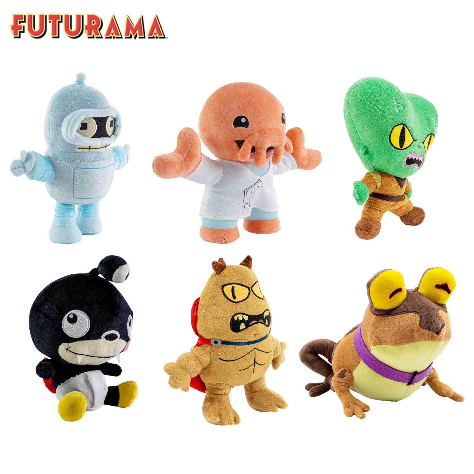 Futurama Plush Set Of 6 | Bender, Nibbler, Lrrr, Morbo, Zoidberg, Hypnotoad