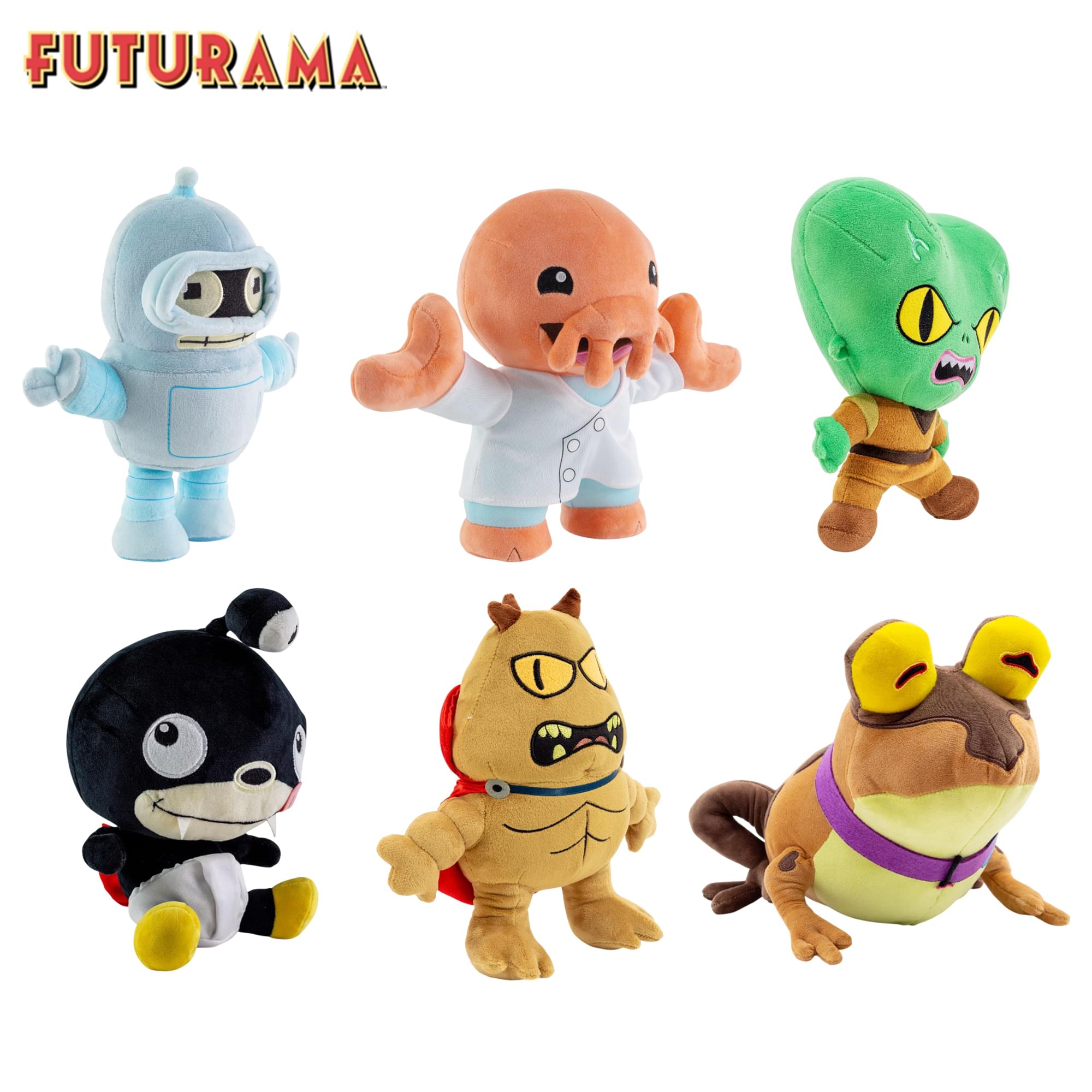 Futurama Plush Set Of 6 | Bender, Nibbler, Lrrr, Morbo, Zoidberg, Hypnotoad