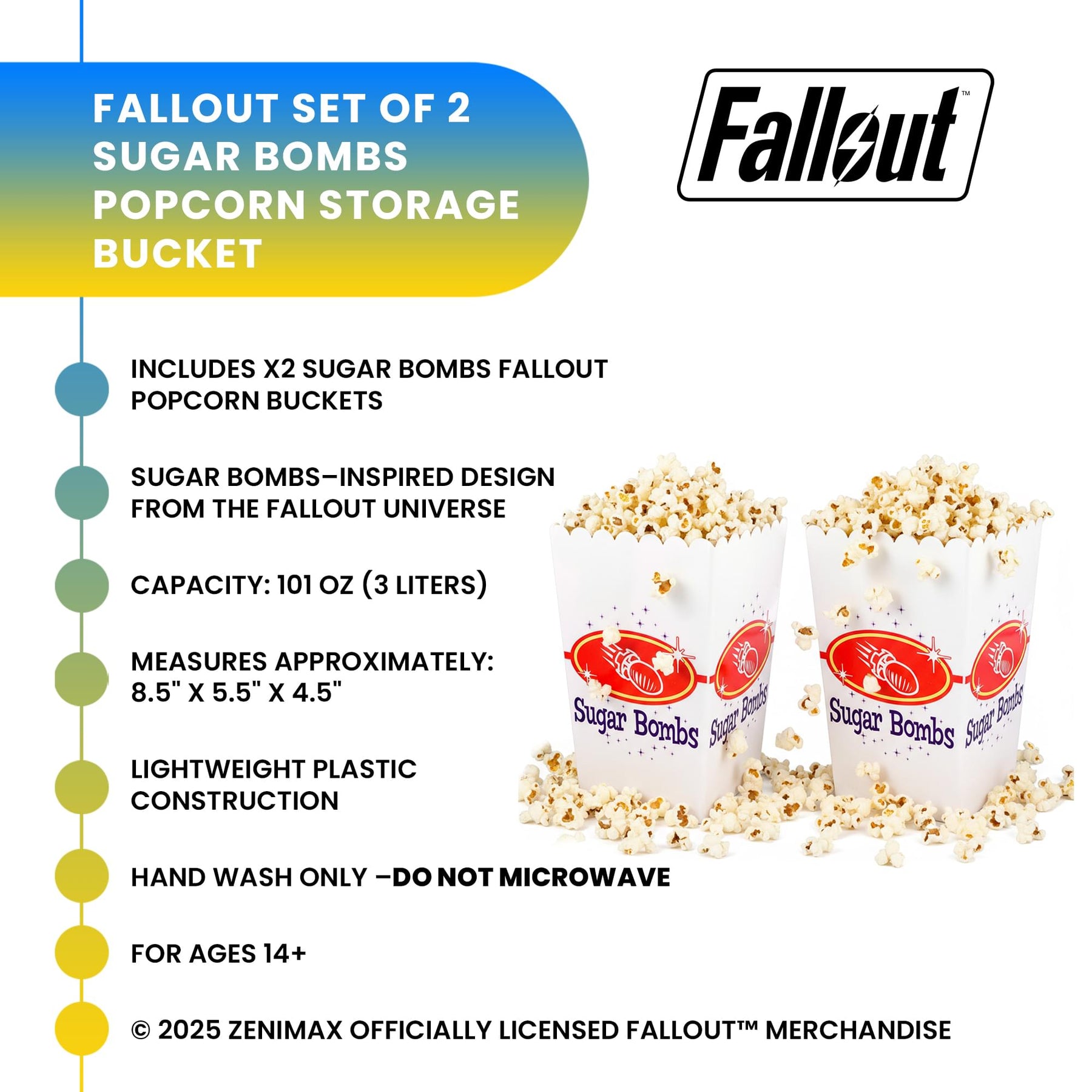 Fallout Sugar Bombs Popcorn Storage Bucket | Set Of 2